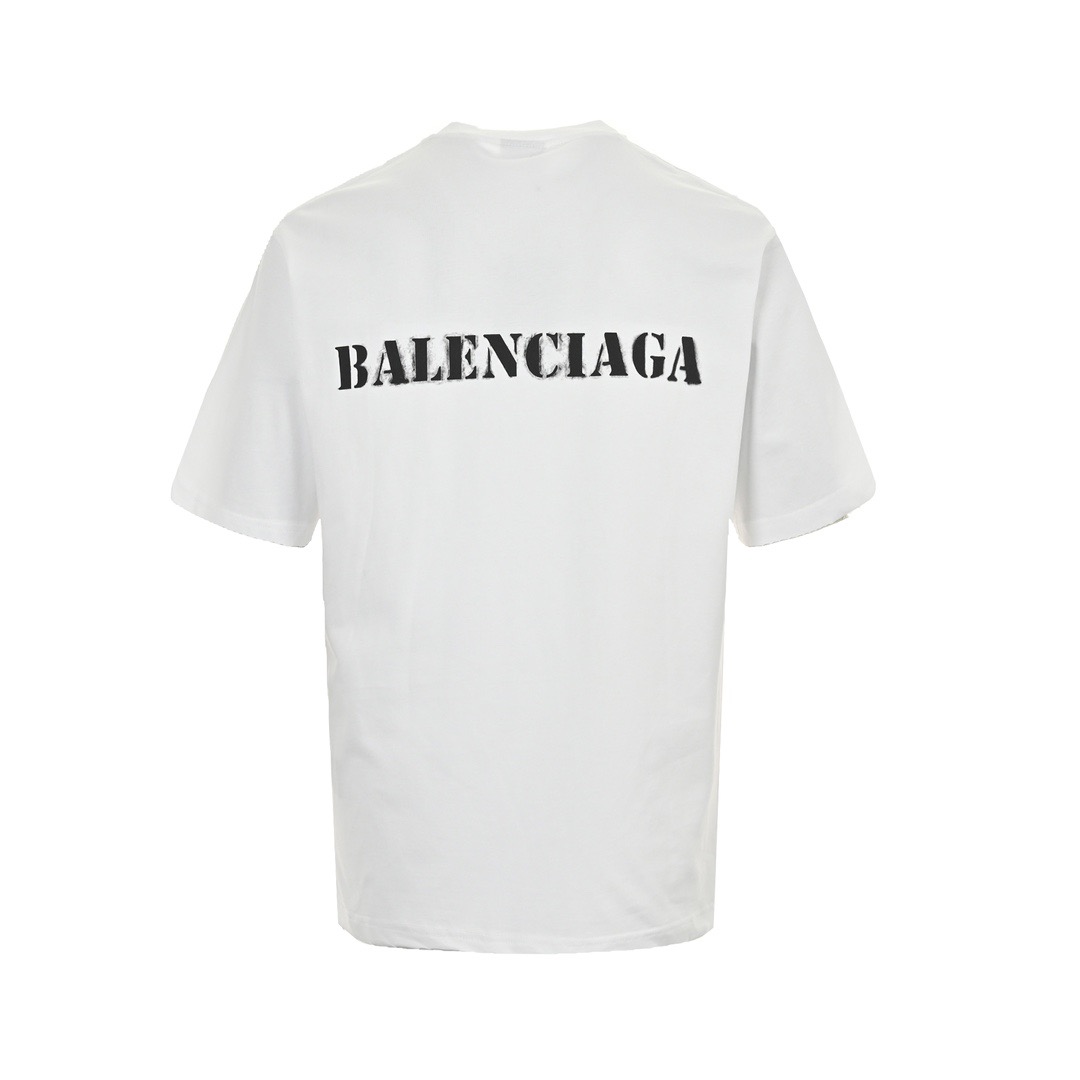Balenciaga/巴黎世家 24ss 前后模糊字母印花短袖-黑色
