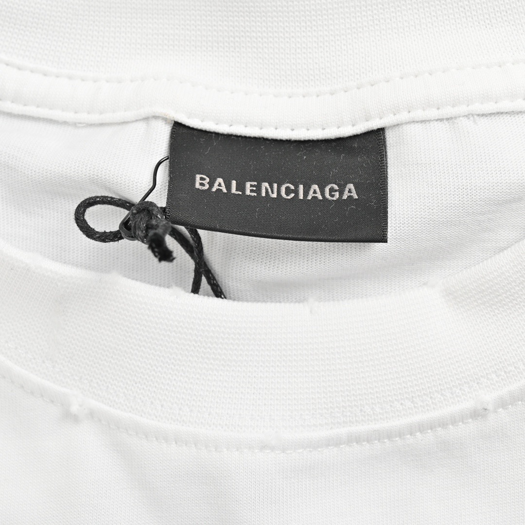 Balenciaga/巴黎世家 24ss 前后模糊字母印花短袖-黑色