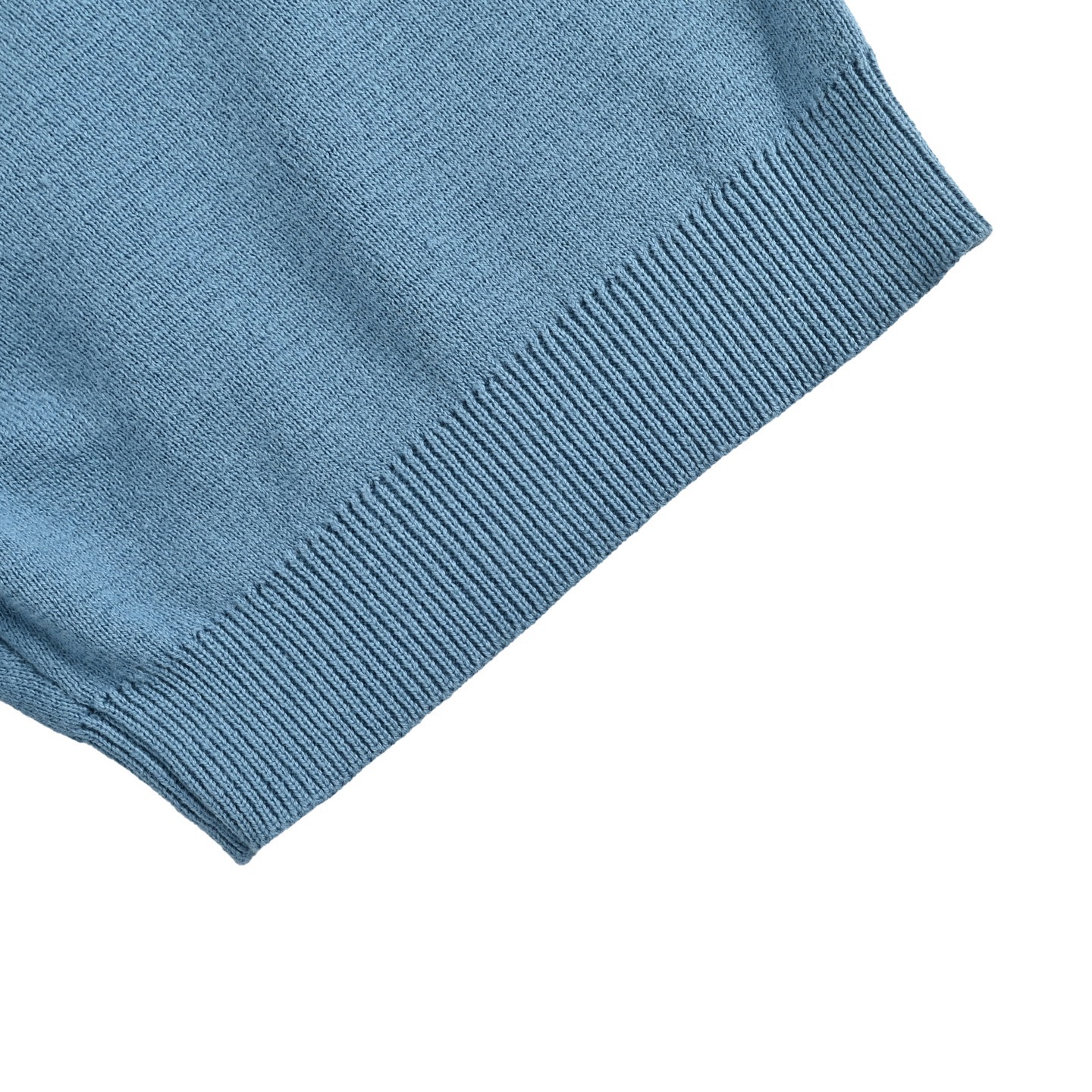 Gucci/古驰 25ss 蓝色口袋提花针织Polo短袖 Polo衫以浅蓝色羊毛山羊绒