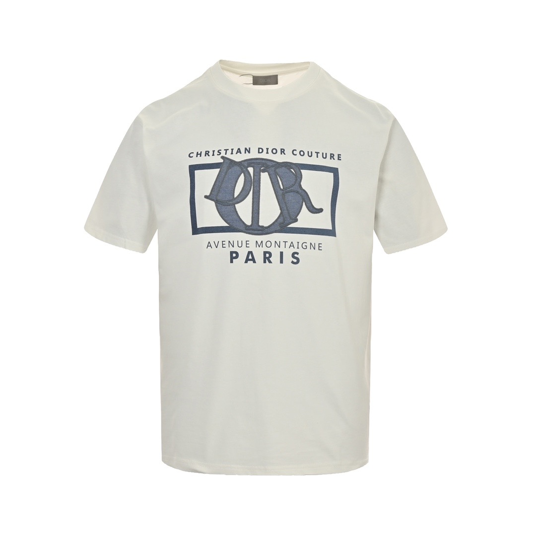 Dior/迪奥 24ss 贴布刺绣字母短袖 此款T恤饰以Dior Charm标志贴布刺绣和印花
