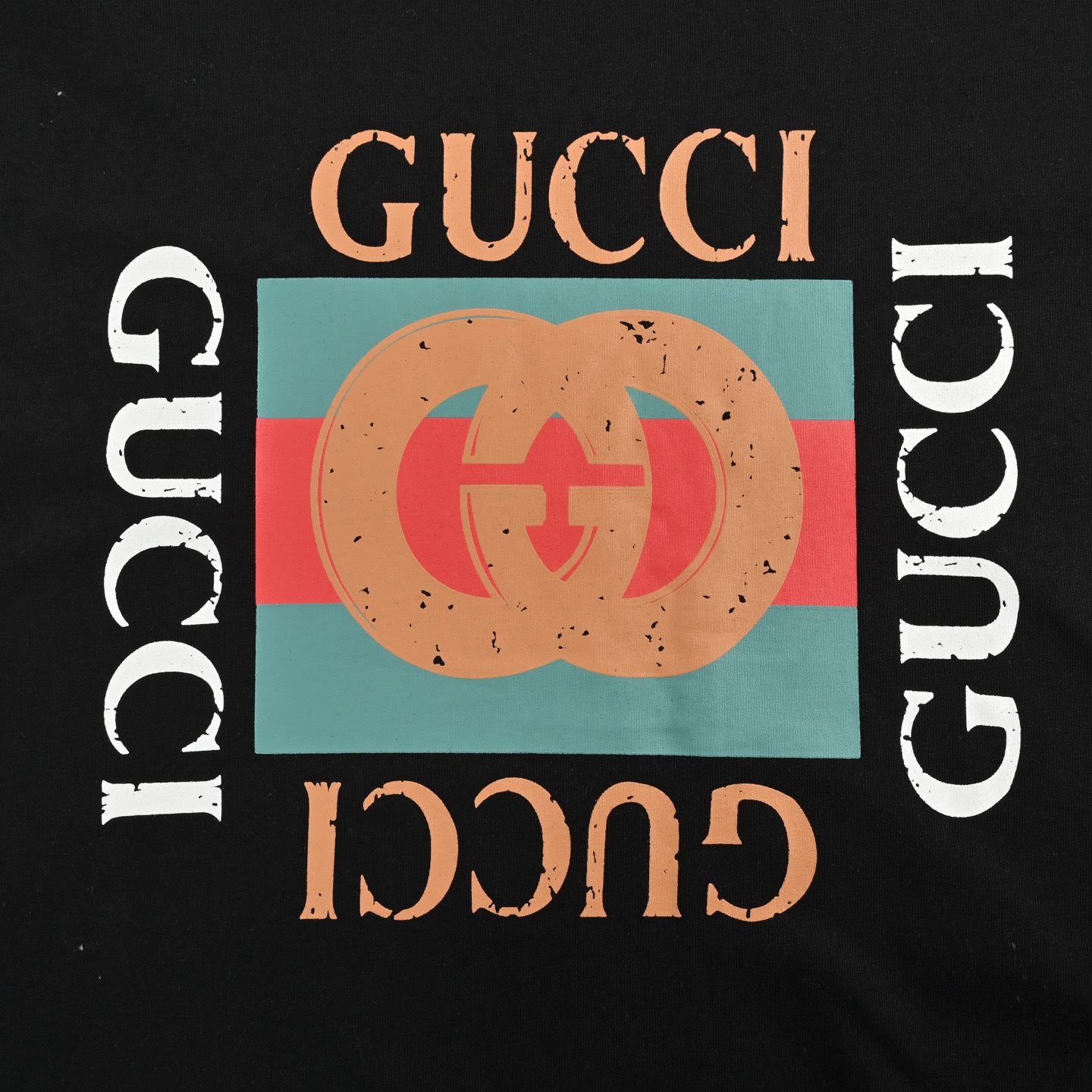 Gucci/古驰 经典方块logo印花短袖 黑色 杏色