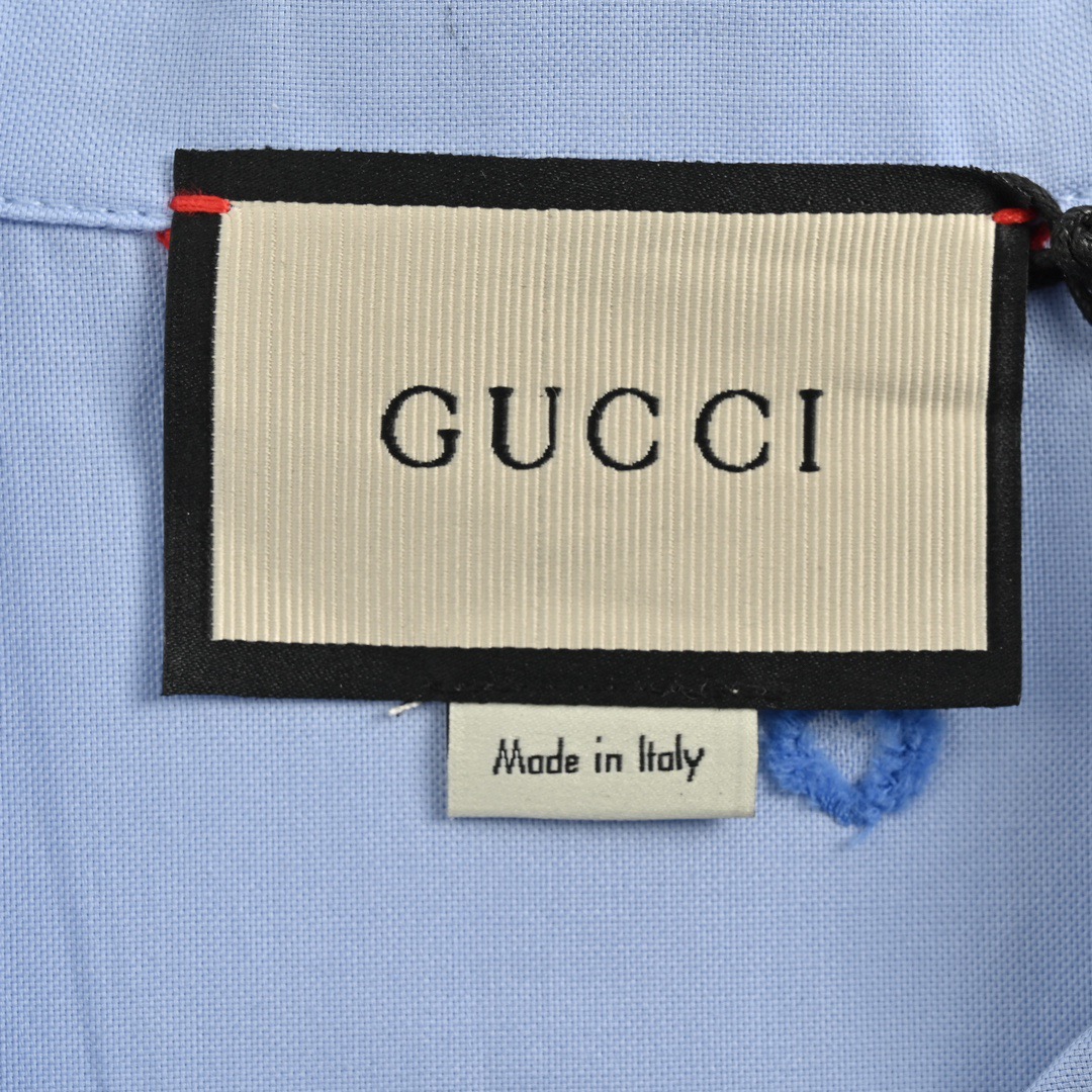 Gucci/古驰 24ss 满身提花小logo短袖衬衫 春夏新款针织棉布短袖衬衣 满身双G小logo刺绣