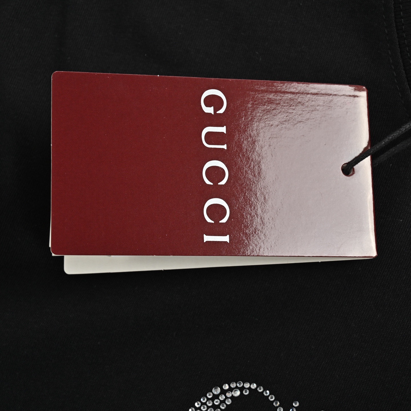 Gucci/古驰 25ss 烫钻字母logo短袖 黑色 白色