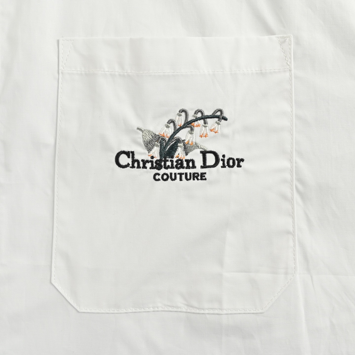 Dior/迪奥 25ss 铃兰花刺绣短袖衬衫 Dior新款棉府绸铃兰刺绣衬衫