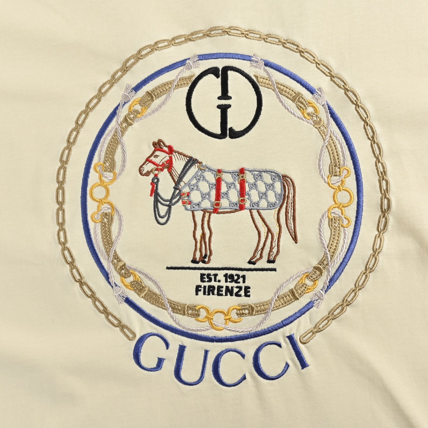 Gucci/古驰 24ss 战马刺绣短袖 米白色