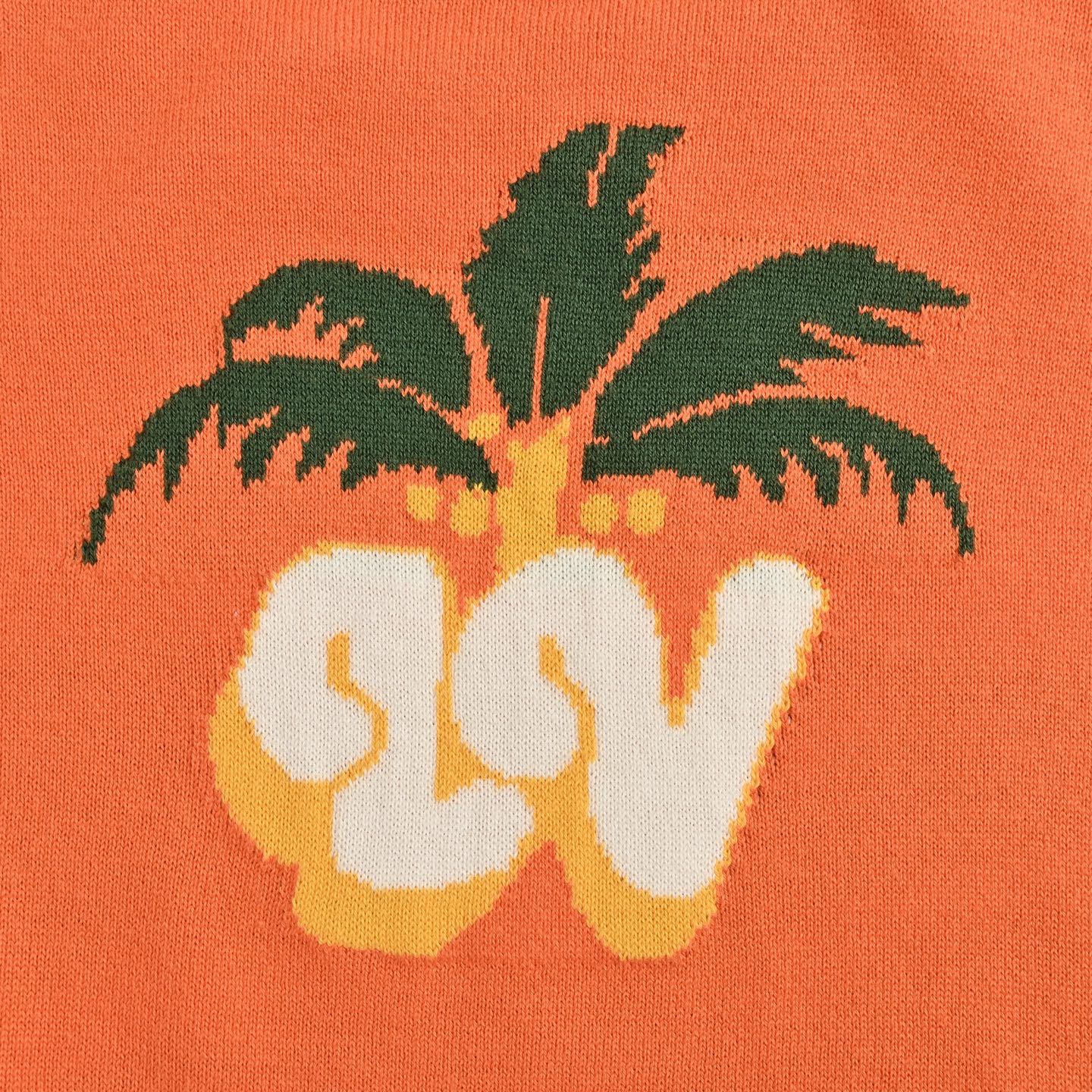 Louis Vuitton/路易威登 25ss 椰树提花橙色针织短袖