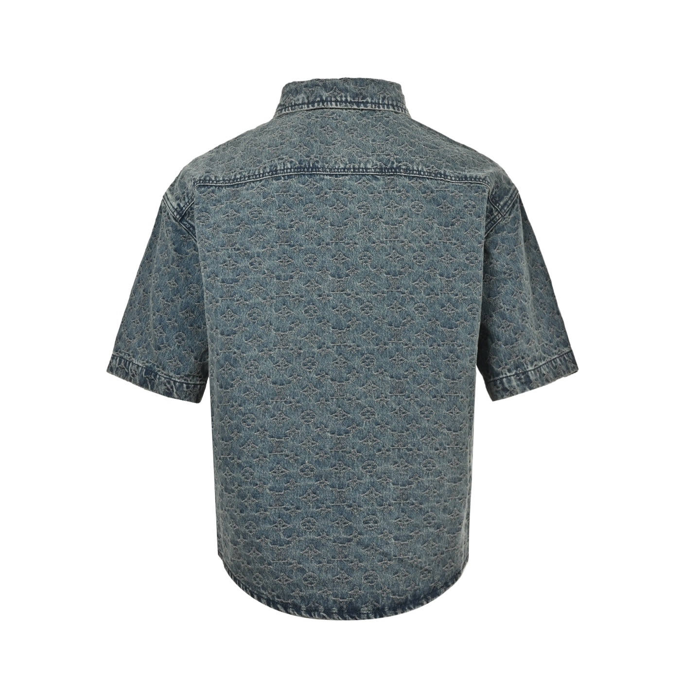 Louis Vuitton/路易威登 25ss 满幅老花提花套装牛仔短袖衬衫