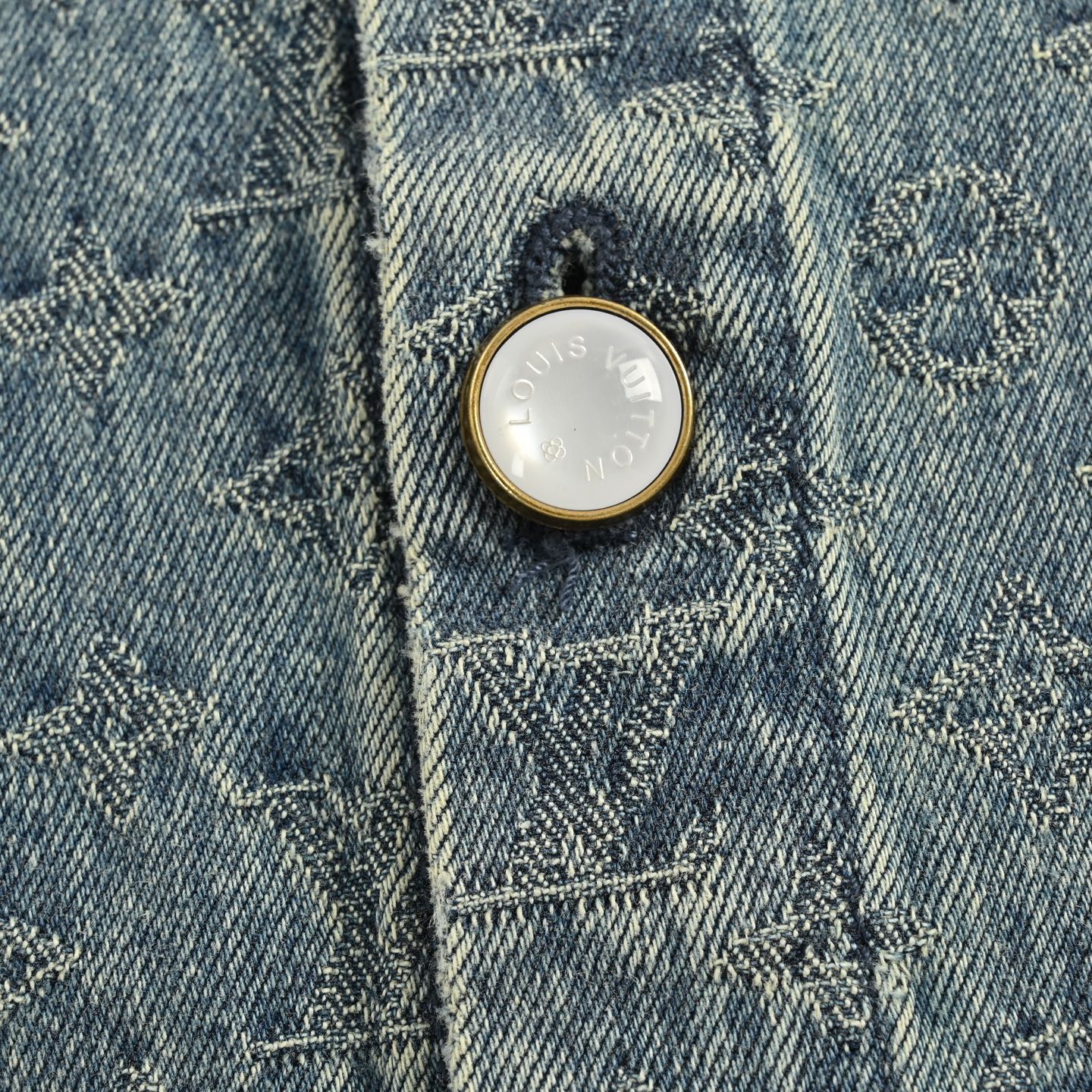 Louis Vuitton/路易威登 25ss 满幅老花提花套装牛仔短袖衬衫