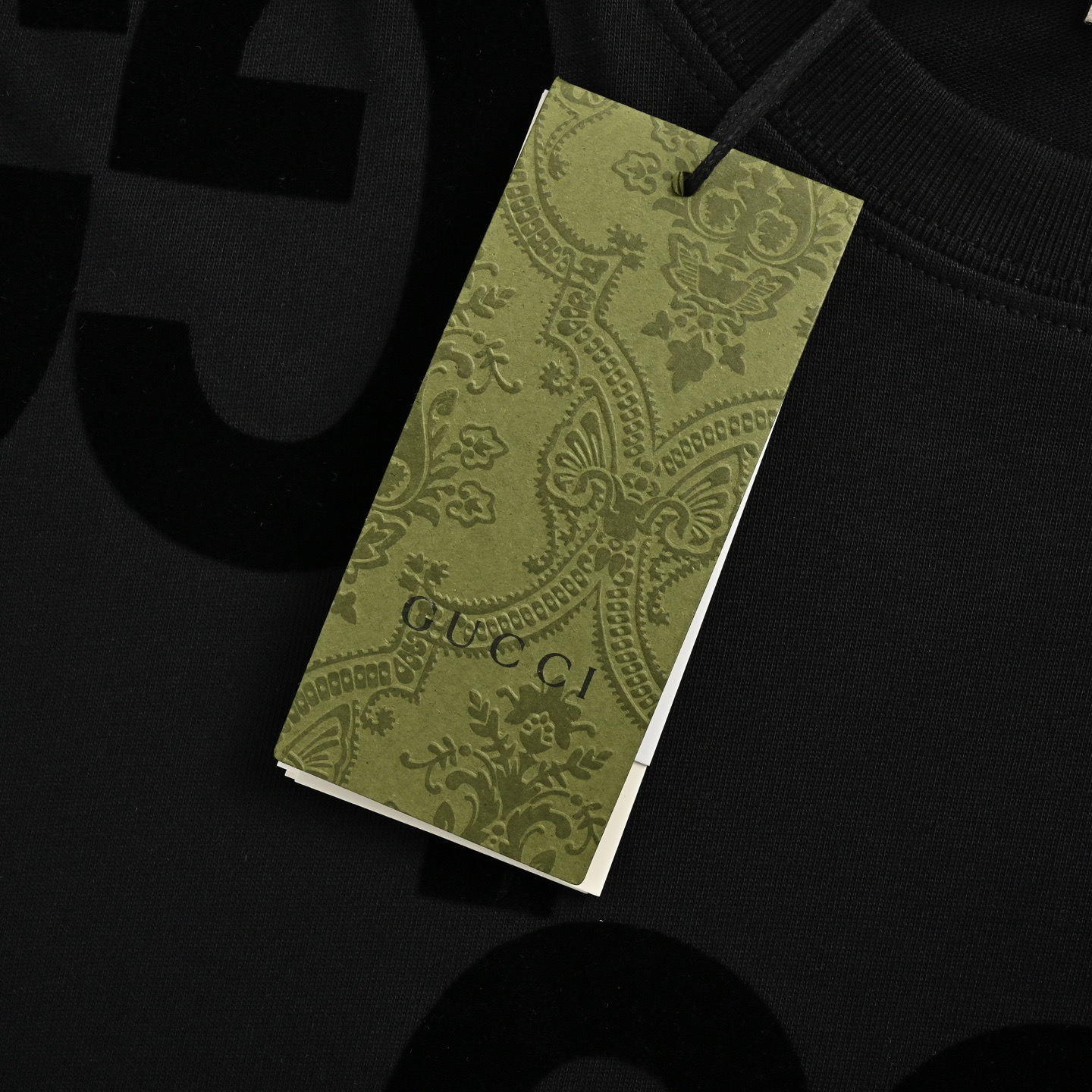 Gucci/古驰 25ss 双G植绒短袖 定织240G双纱纯棉面料 黑色