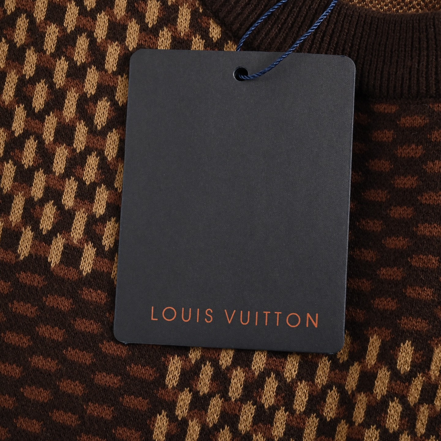 Louis Vuitton/路易威登 菲董镶钻logo棋盘格针织短袖