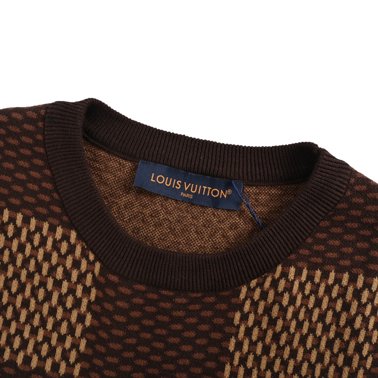 Louis Vuitton/路易威登 菲董镶钻logo棋盘格针织短袖