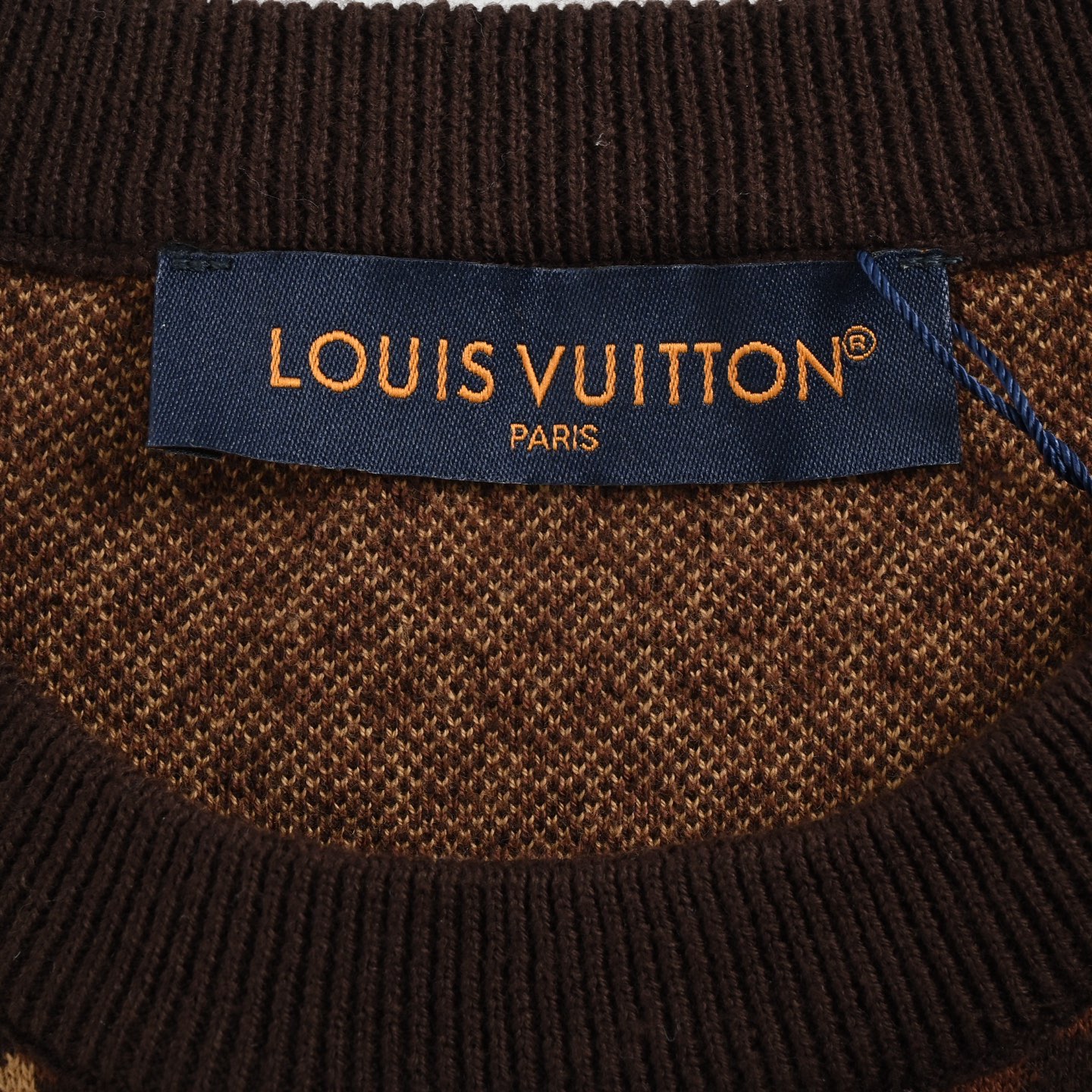 Louis Vuitton/路易威登 菲董镶钻logo棋盘格针织短袖