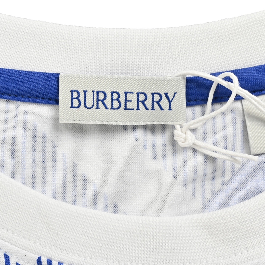 Burberry/巴宝莉 24ss 蓝色斜纹短袖