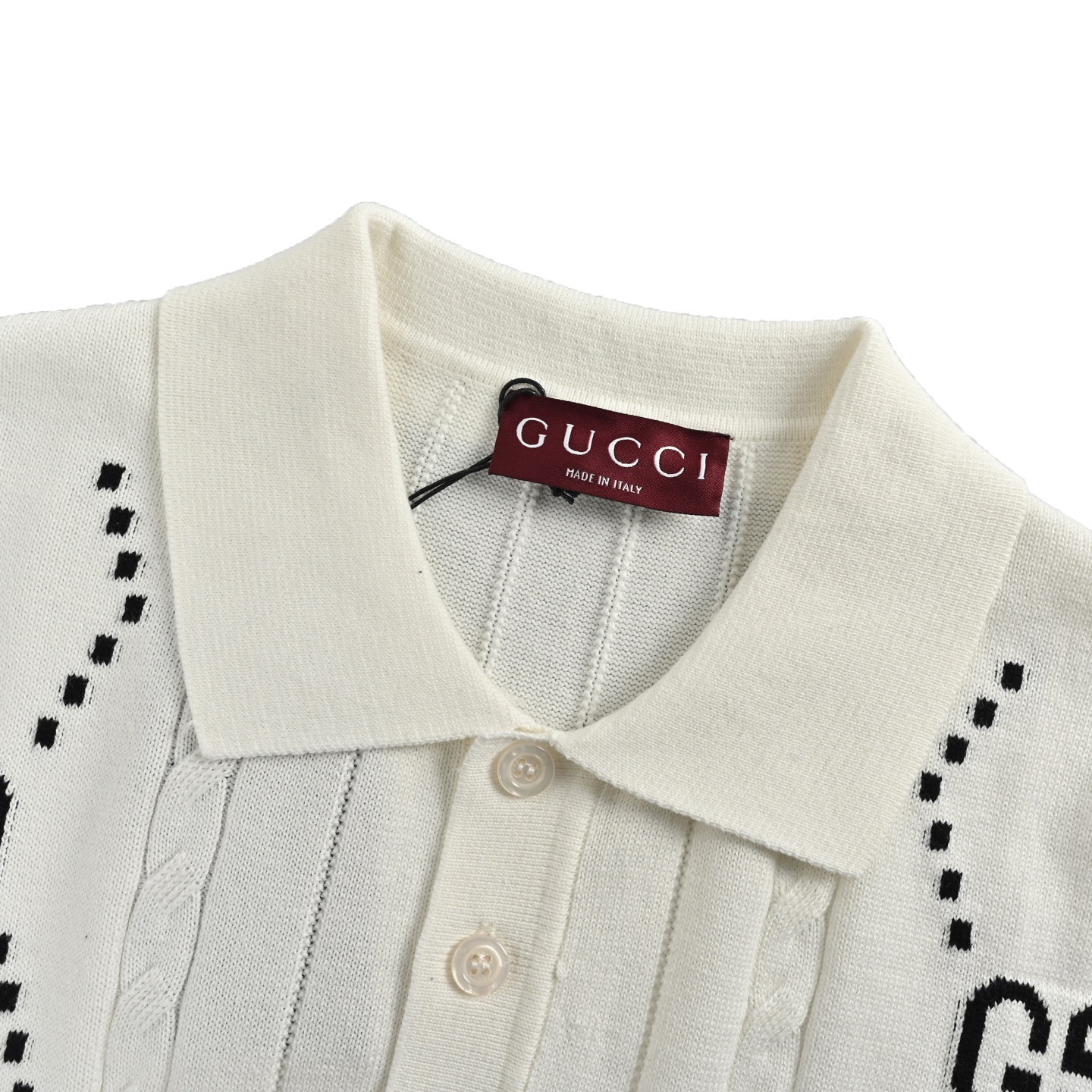 Gucci/古驰 25ss 双G提花绞花针织Polo短袖
