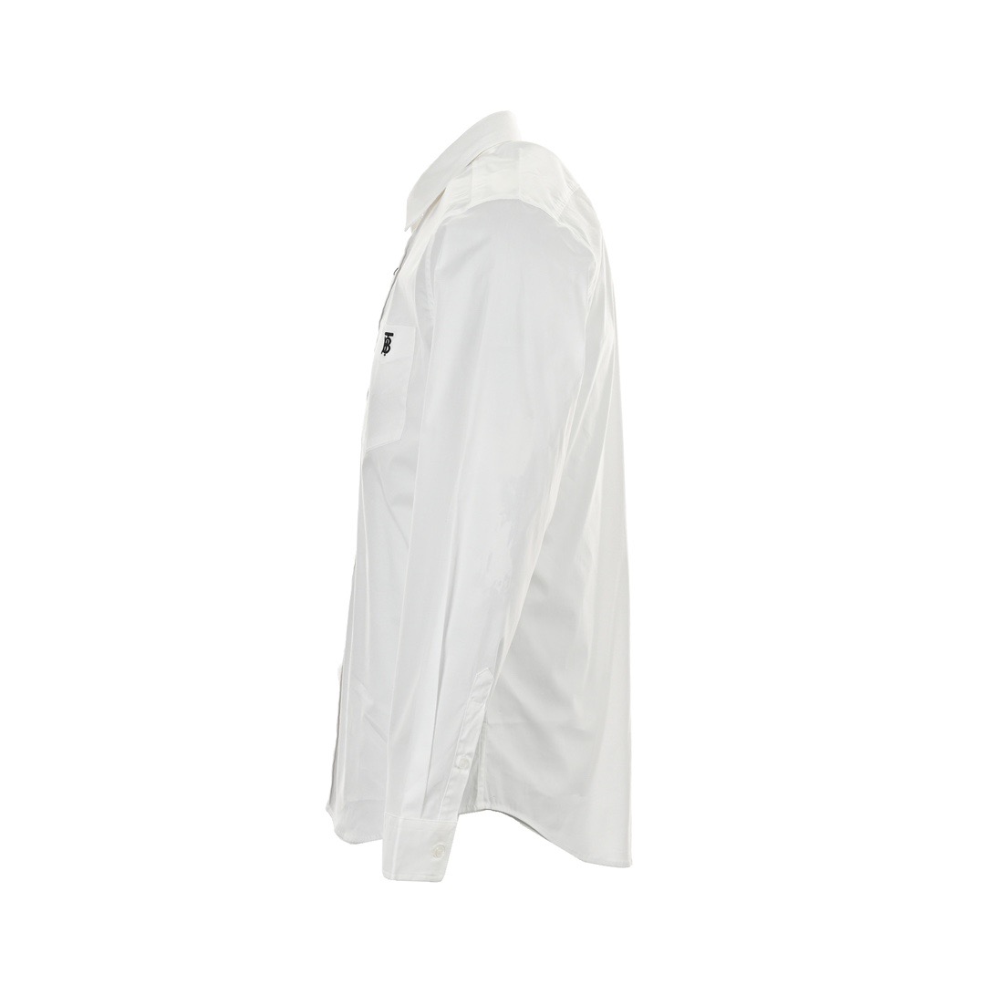 Burberry/巴宝莉 经典刺绣TB小标衬衫 -黑字衬衫白