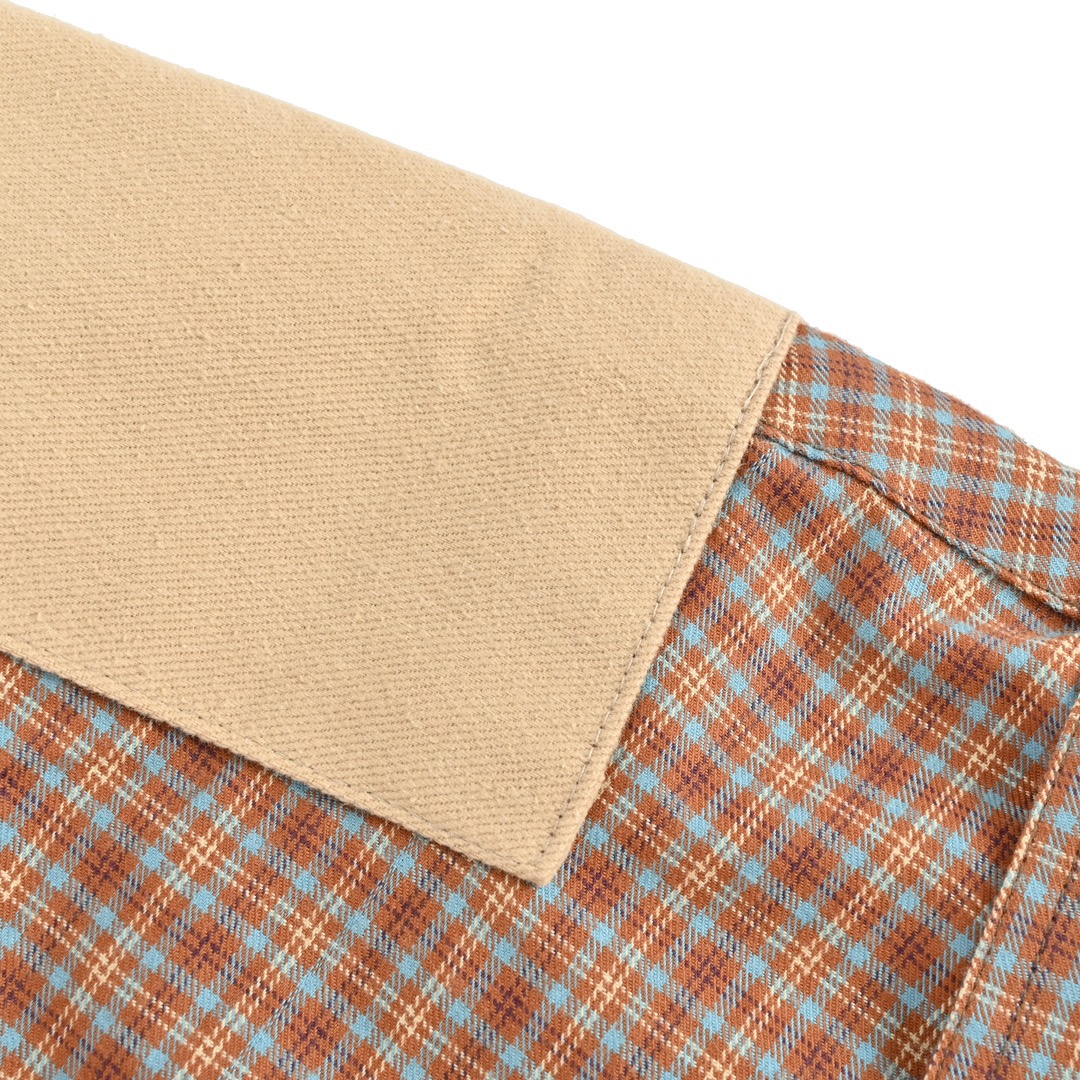 Acne 拼接格纹长袖衬衫