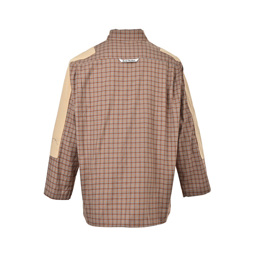 Acne 拼接格纹长袖衬衫