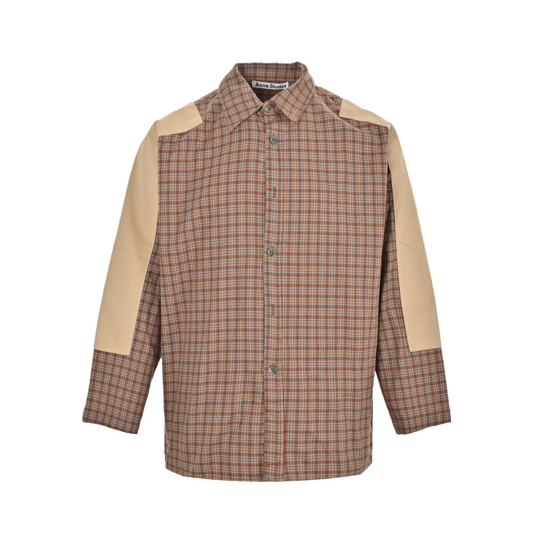 Acne 拼接格纹长袖衬衫