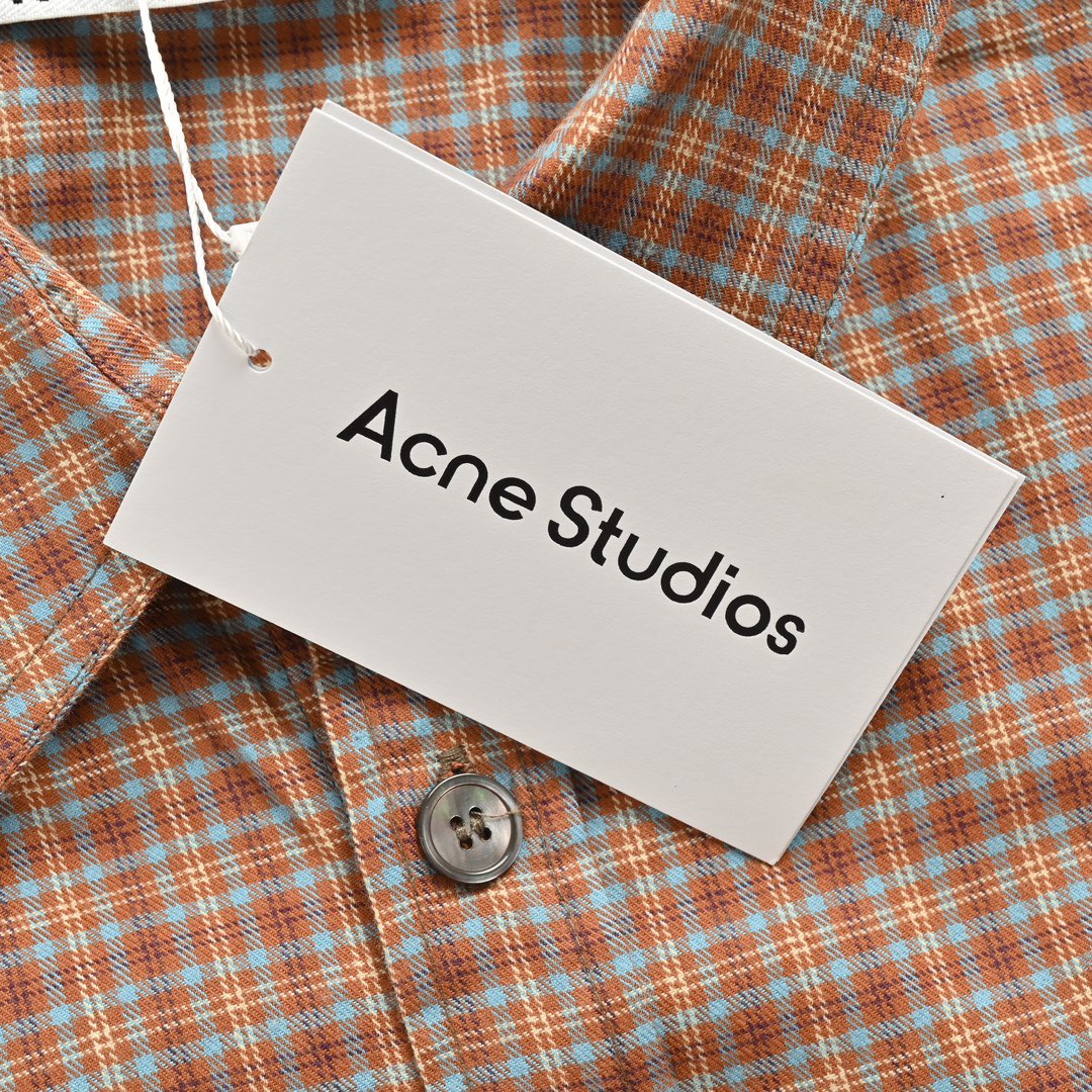 Acne 拼接格纹长袖衬衫