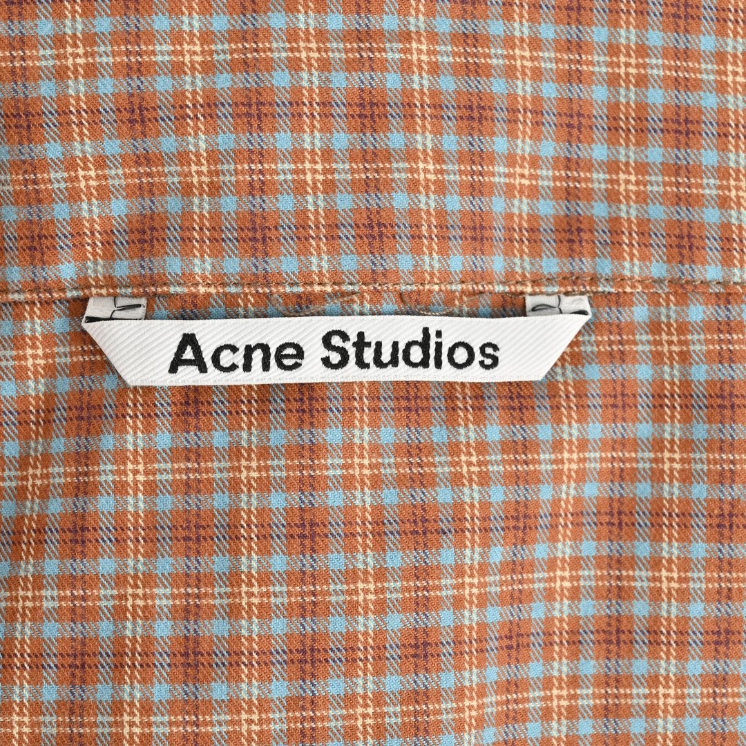 Acne 拼接格纹长袖衬衫