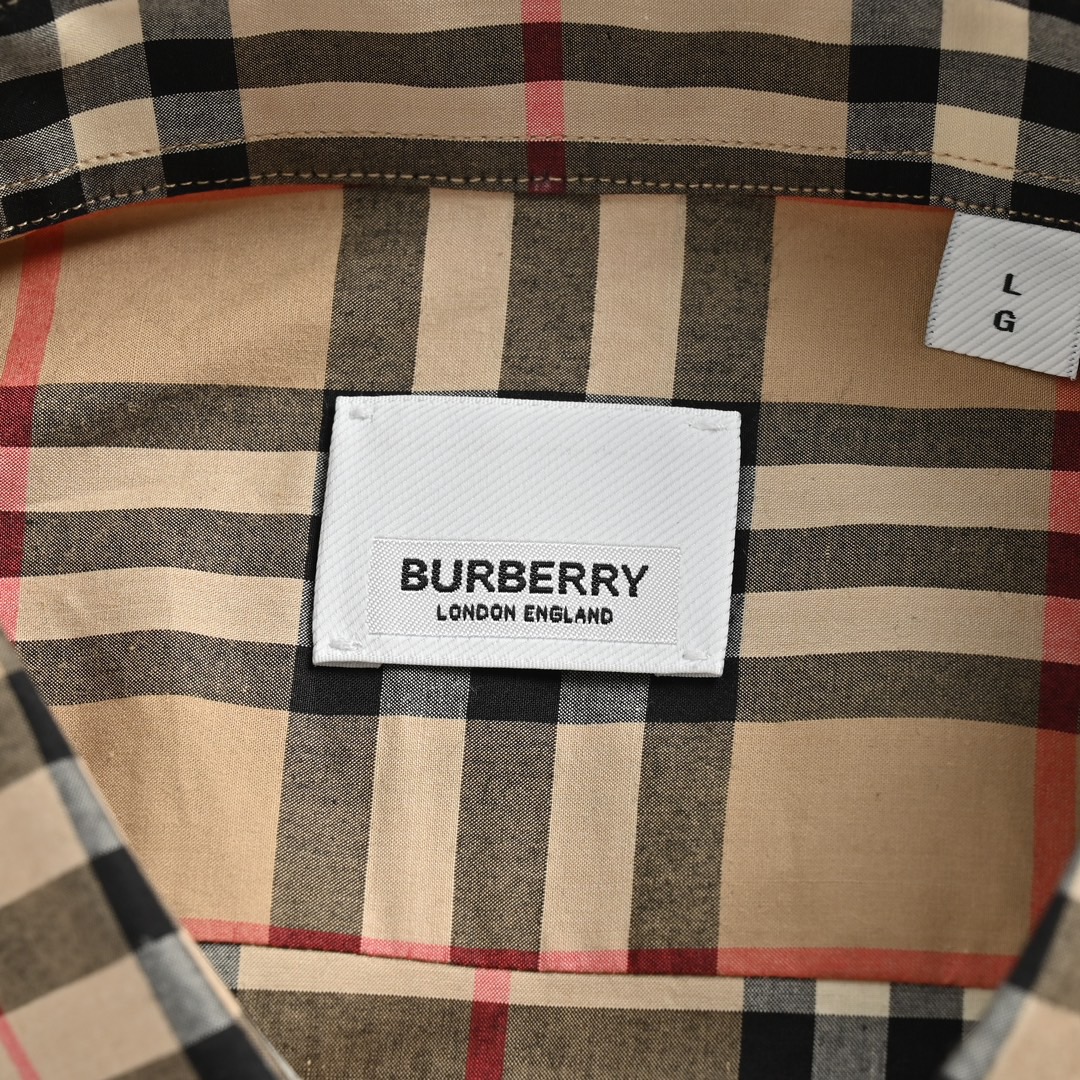 Burberry/巴宝莉 经典下摆侧边字母格纹衬衫