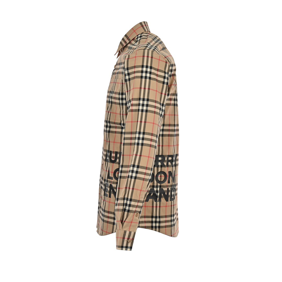 Burberry/巴宝莉 经典下摆侧边字母格纹衬衫