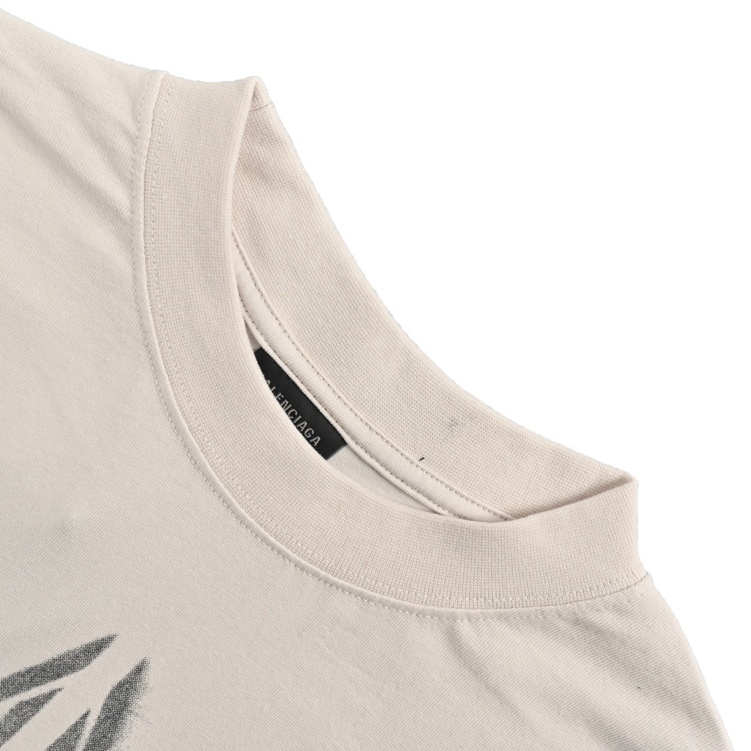 Balenciaga/巴黎世家 24ss 双B泥染梵文字母做旧短袖