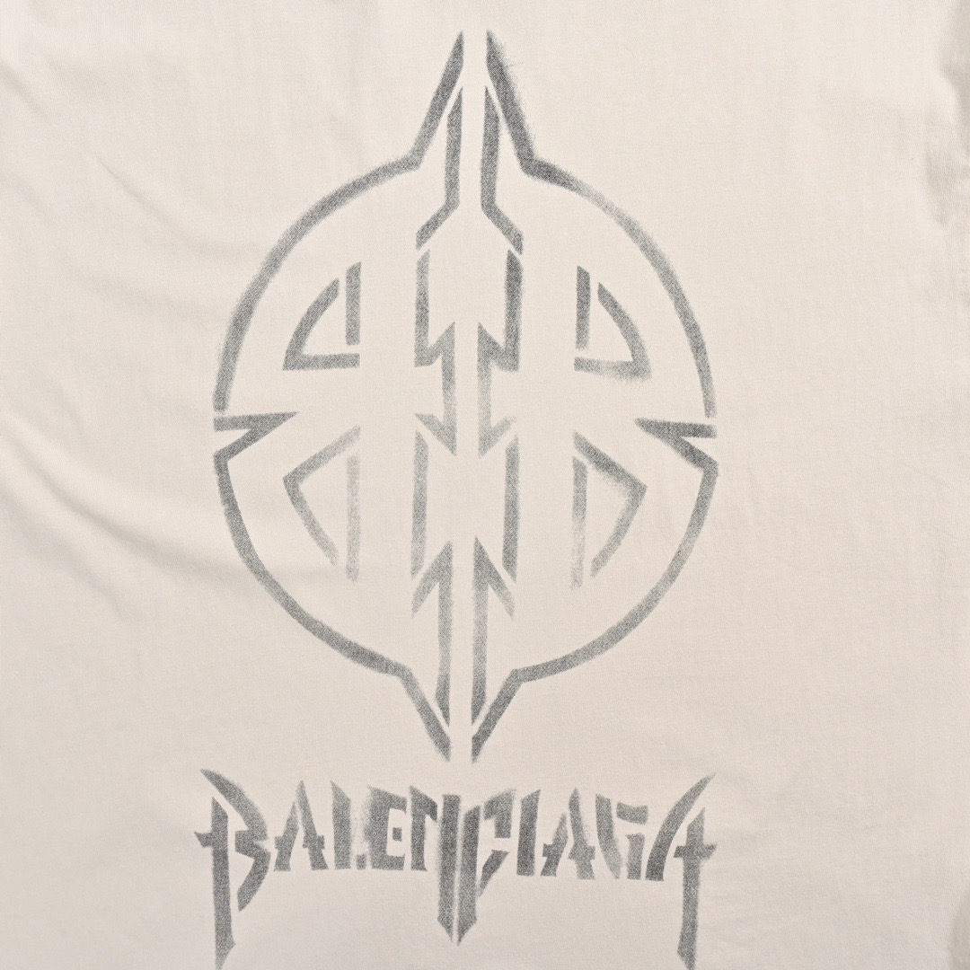 Balenciaga/巴黎世家 24ss 双B泥染梵文字母做旧短袖