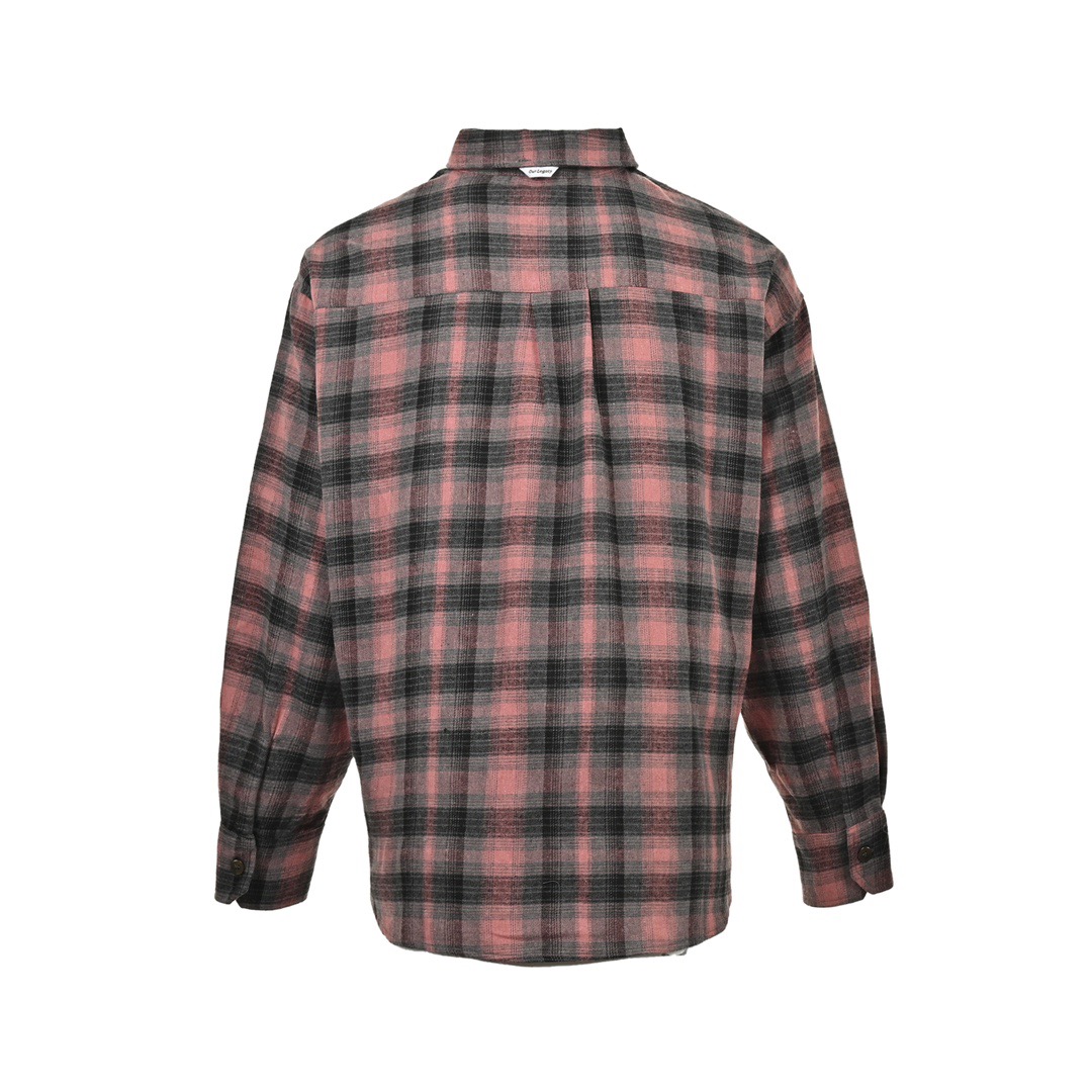 OUR LEGACY 格纹衬衫 肌理休闲宽松百搭长袖衬衣 玫粉格