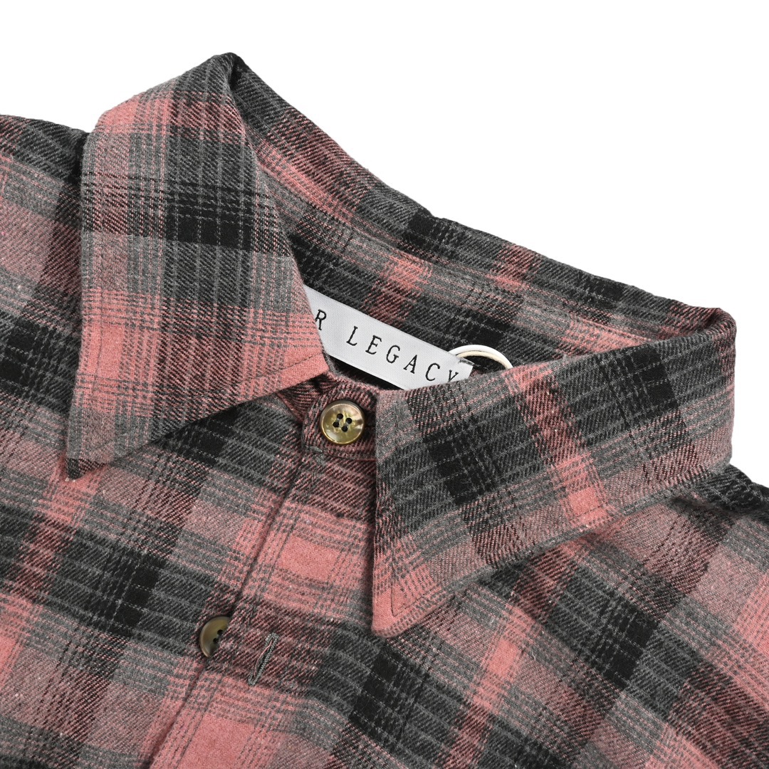 OUR LEGACY 格纹衬衫 肌理休闲宽松百搭长袖衬衣 玫粉格