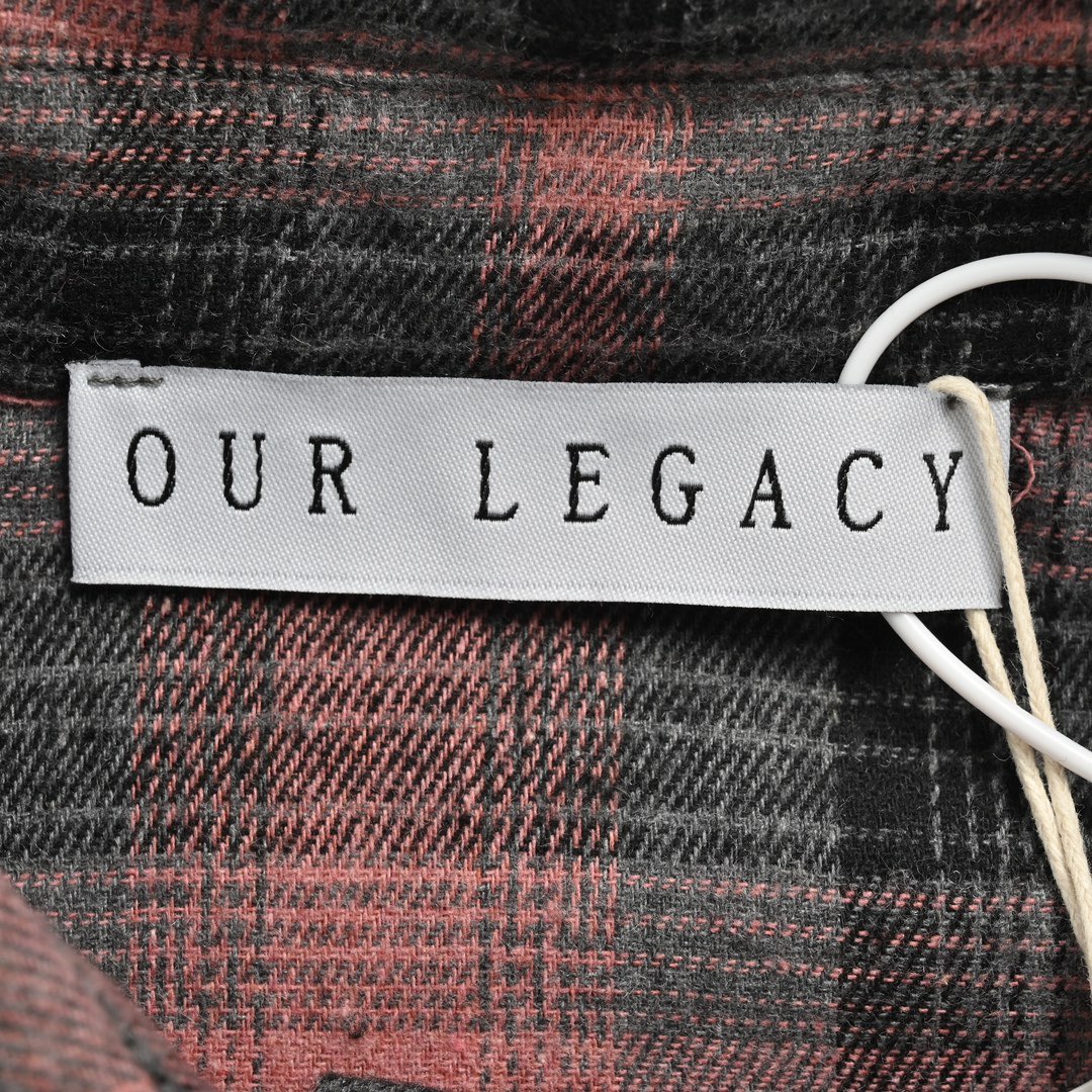 OUR LEGACY 格纹衬衫 肌理休闲宽松百搭长袖衬衣 玫粉格
