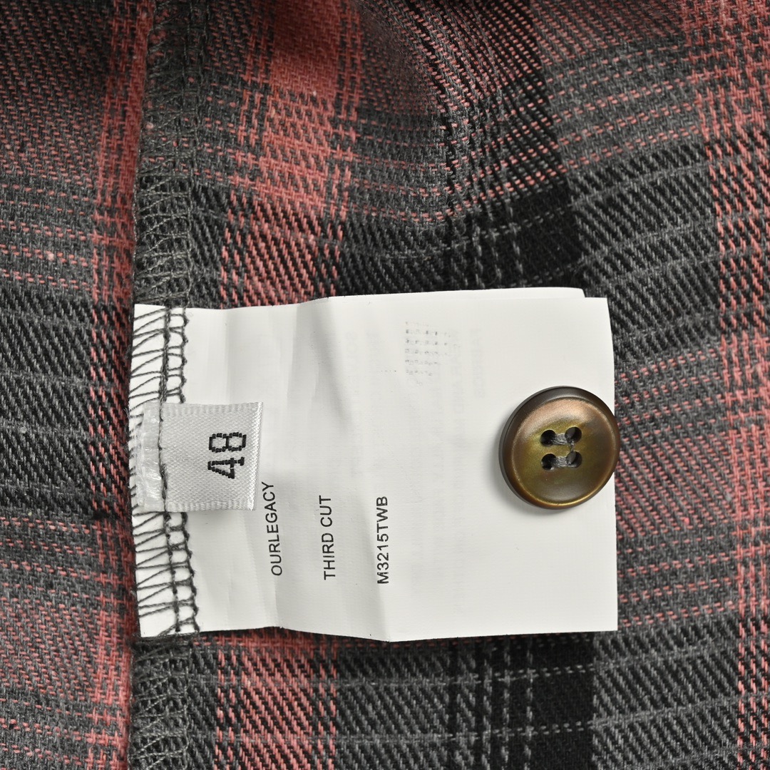 OUR LEGACY 格纹衬衫 肌理休闲宽松百搭长袖衬衣 玫粉格