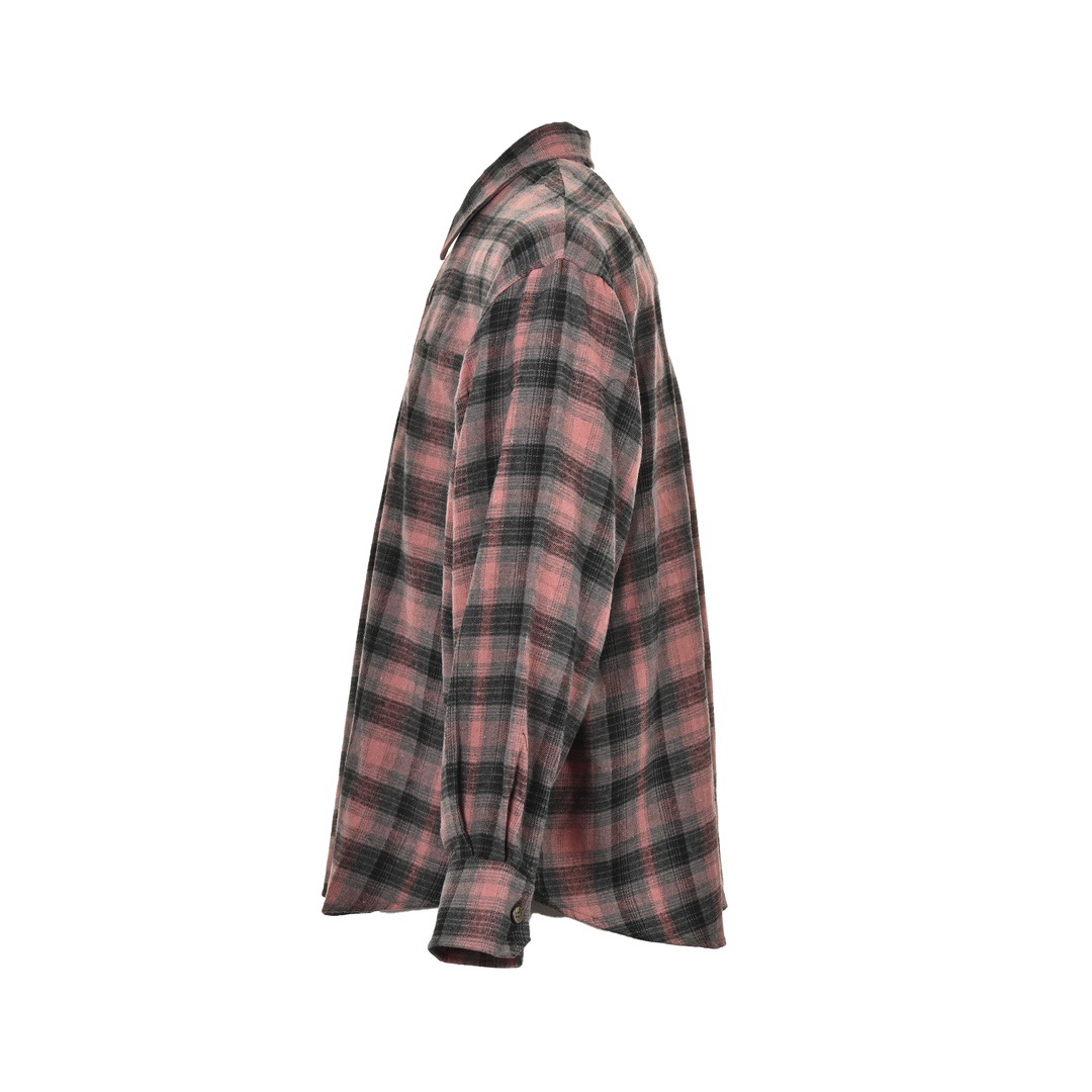 OUR LEGACY 格纹衬衫 肌理休闲宽松百搭长袖衬衣 玫粉格