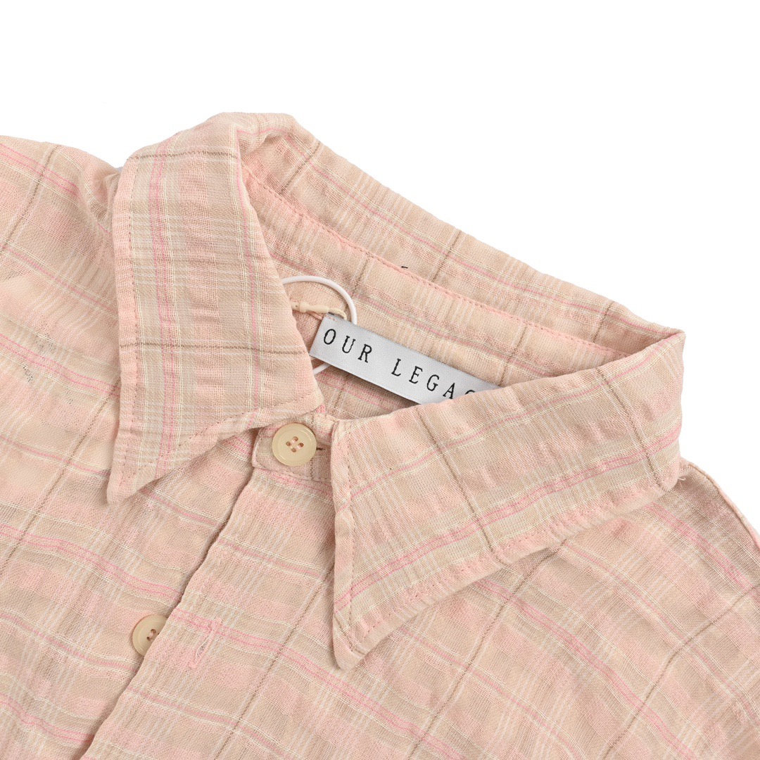 OUR LEGACY 褶皱泡泡纱衬衫 休闲宽松廓形格纹长袖外套 贝粉-Chinese UA Cheap High Quatity Brand Clothes Bags handbags Sneakers wholesale wholesaler seller from China Factory suppliers Fashion Clothing Shoes best Quality Beautiful Price OUR LEGACY 褶皱泡泡纱衬衫 休闲宽松廓形格纹长袖外套 贝粉