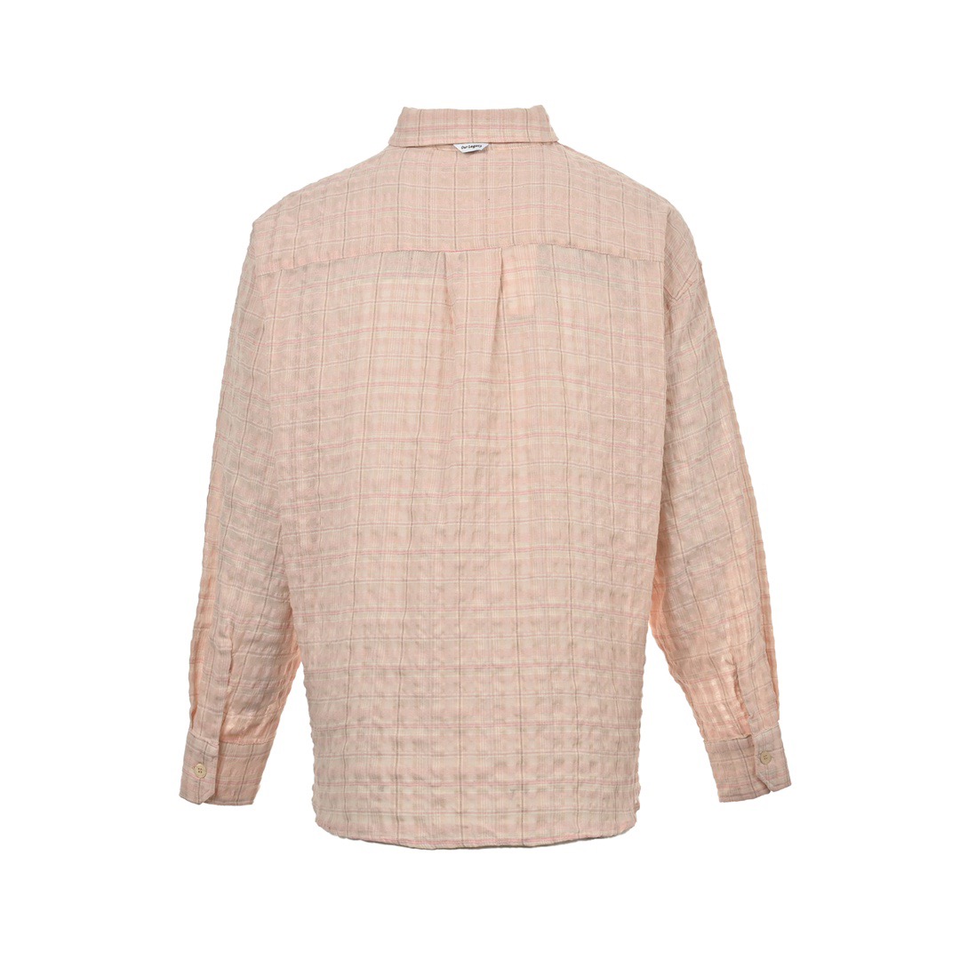 OUR LEGACY 褶皱泡泡纱衬衫 休闲宽松廓形格纹长袖外套 贝粉-Chinese UA Cheap High Quatity Brand Clothes Bags handbags Sneakers wholesale wholesaler seller from China Factory suppliers Fashion Clothing Shoes best Quality Beautiful Price OUR LEGACY 褶皱泡泡纱衬衫 休闲宽松廓形格纹长袖外套 贝粉