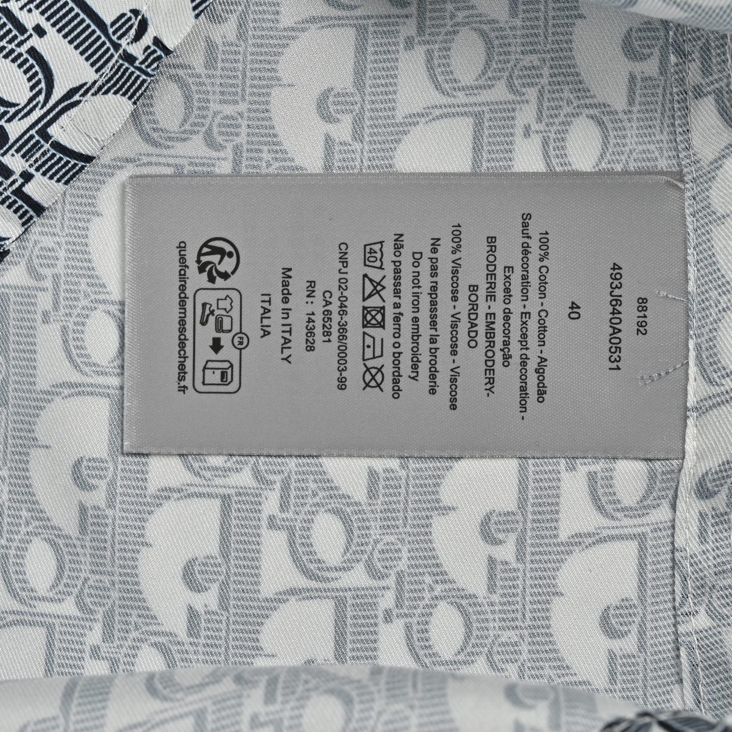 Dior/迪奥 25ss 老花满印衬衫 定制涤纶臻选华韵衬衫料