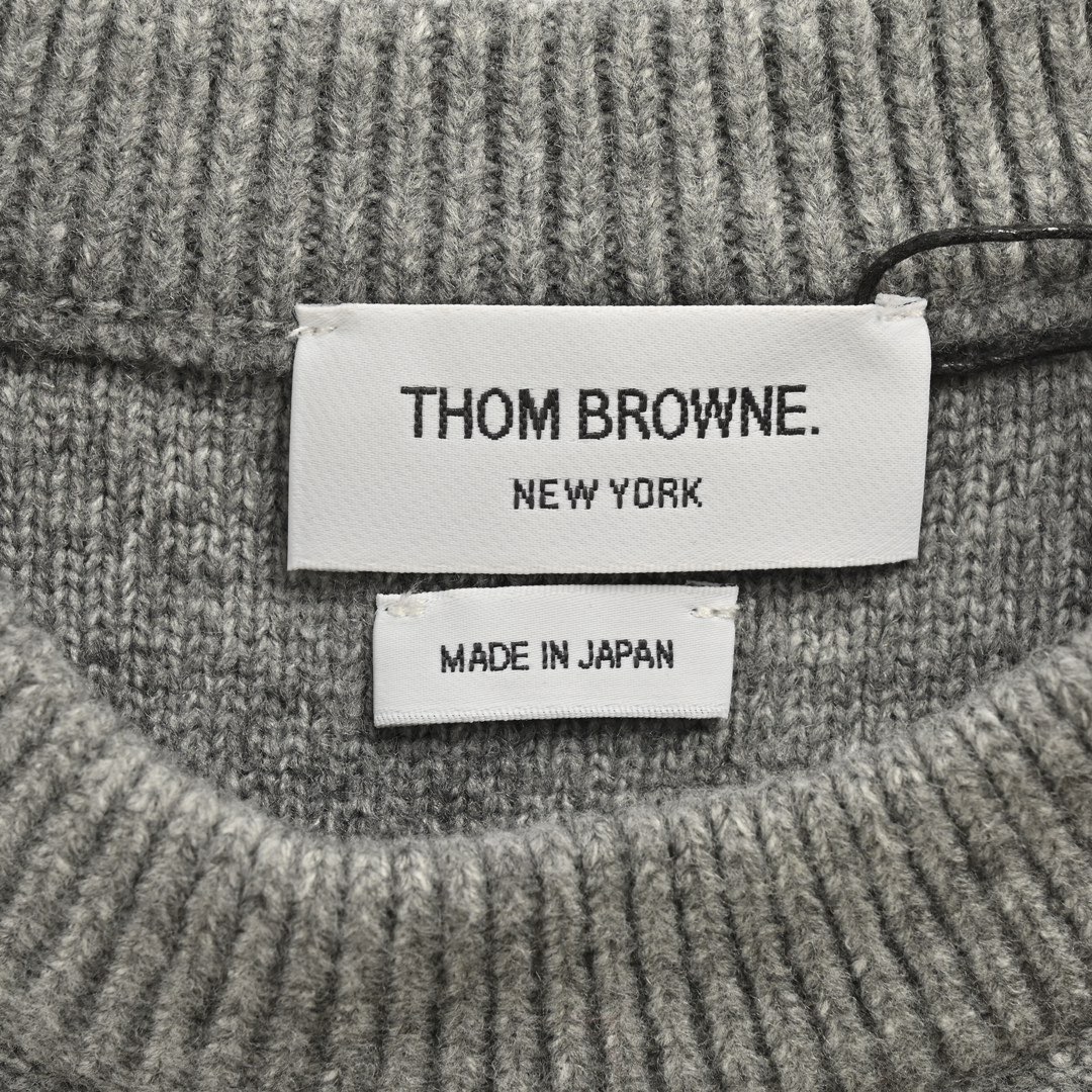 Thom Browne/汤姆布朗 23Fw 腰际四杠圆领毛衣