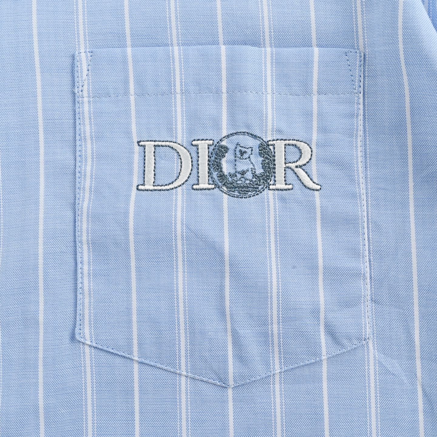 Dior/迪奥 25ss 小蓝猫刺绣条纹衬衫