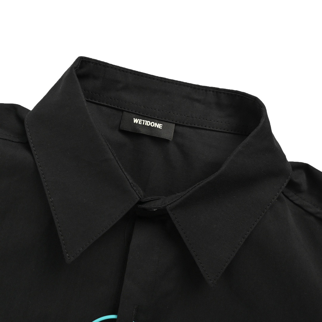 We11 Done 24Fw 简约字母logo刺绣衬衫 黑色 白色