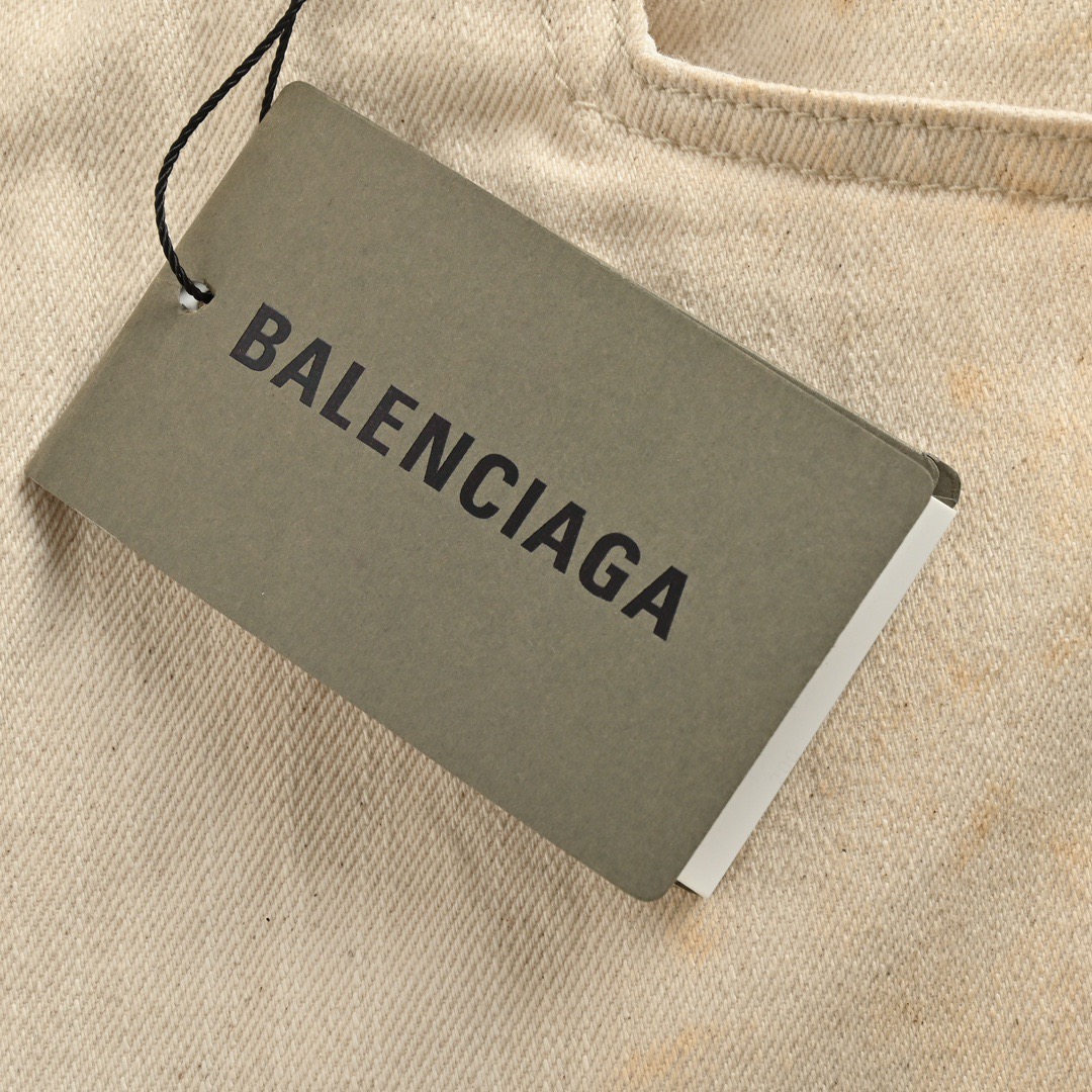 Balenciaga/巴黎世家 24ss 手绘泼墨弯刀牛仔裤米黄色 藏蓝色