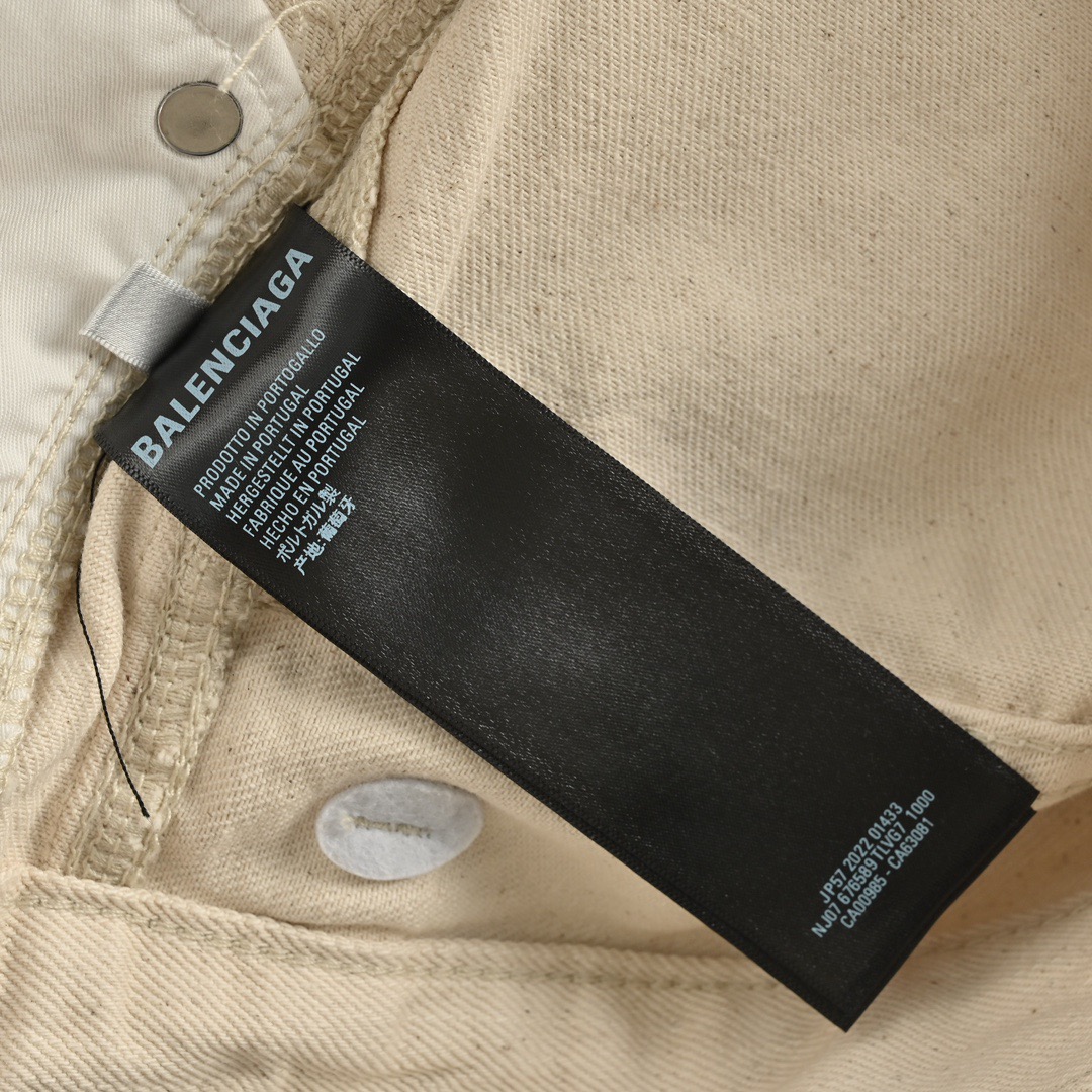 Balenciaga/巴黎世家 24ss 手绘泼墨弯刀牛仔裤米黄色 藏蓝色