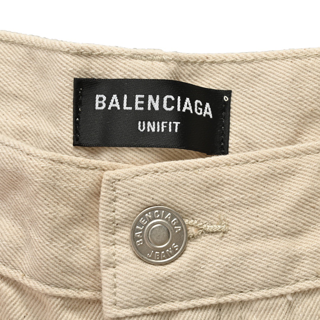 Balenciaga/巴黎世家 24ss 手绘泼墨弯刀牛仔裤米黄色 藏蓝色