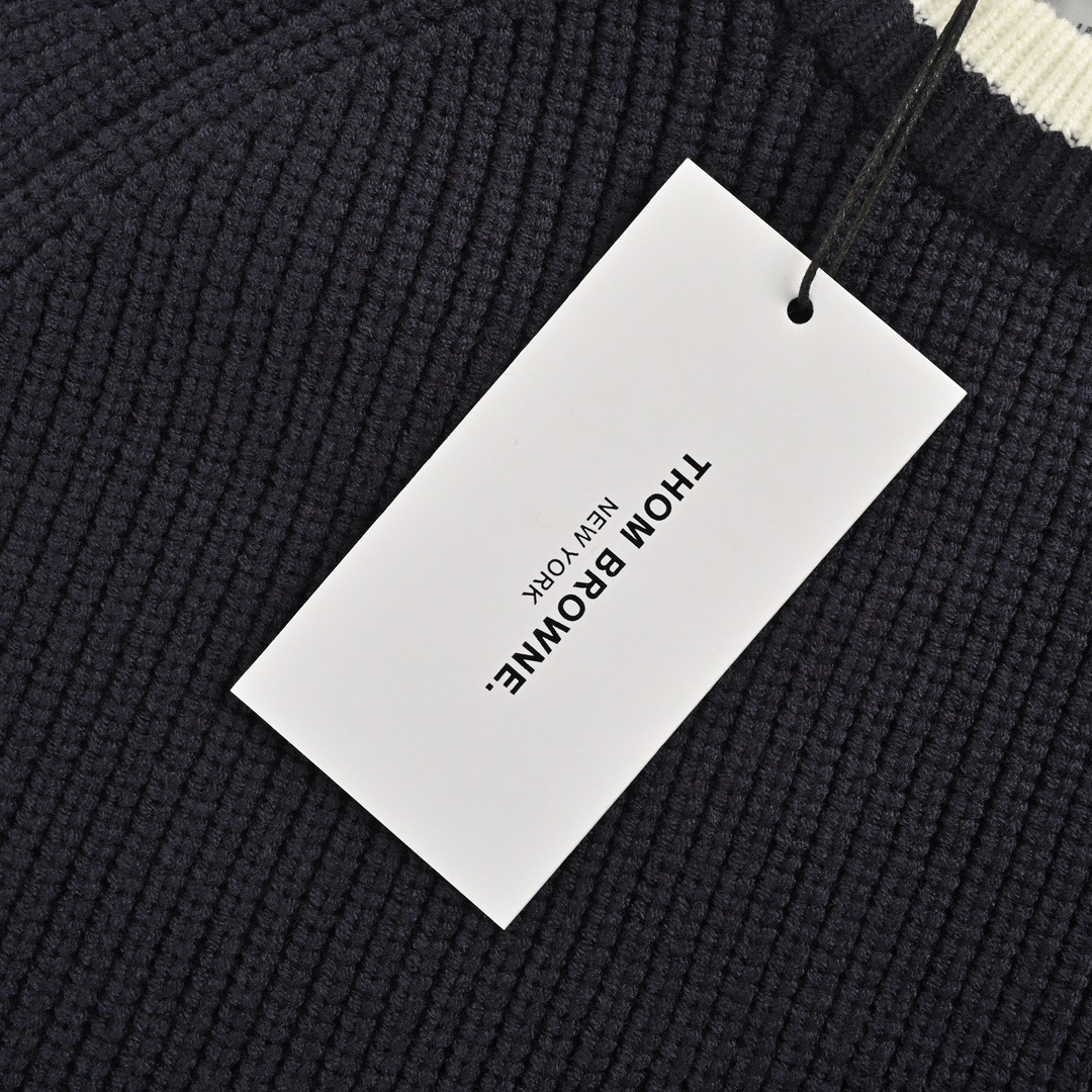 Thom Browne/汤姆布朗 23ss 四条纹拼色圆领毛衣