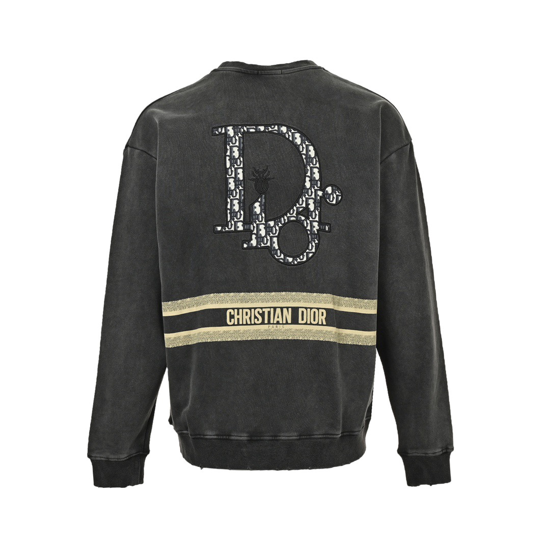 Dior/迪奥 24Fw 刺绣logo水洗圆领卫衣
