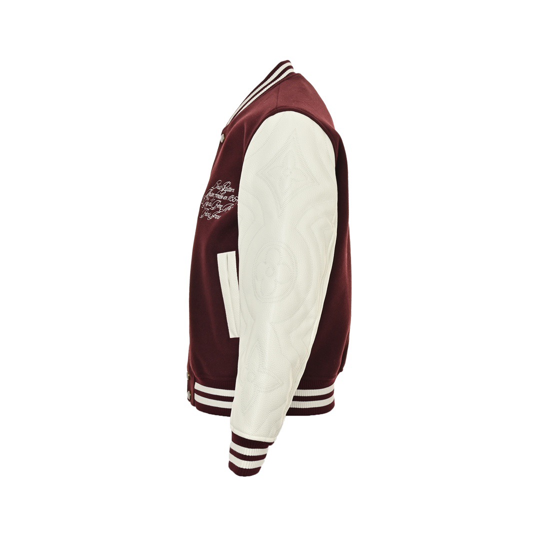 Louis Vuitton/路易威登 24Fw 刺绣logo拼皮棒球服外套