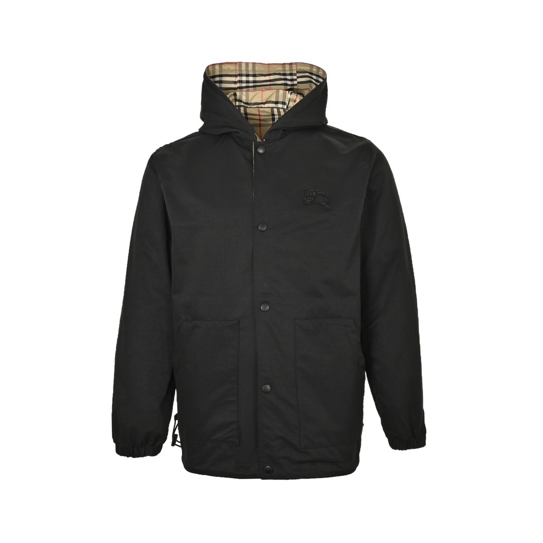 Burberry/巴宝莉 经典格纹硅胶战马双面穿风衣夹克外套
