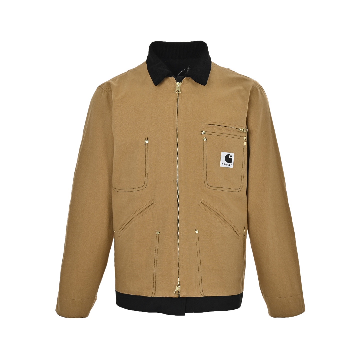 CARHARTT & SACAI 24Fw 卡哈特小标双面穿夹克外套 卡其黑/蓝黑