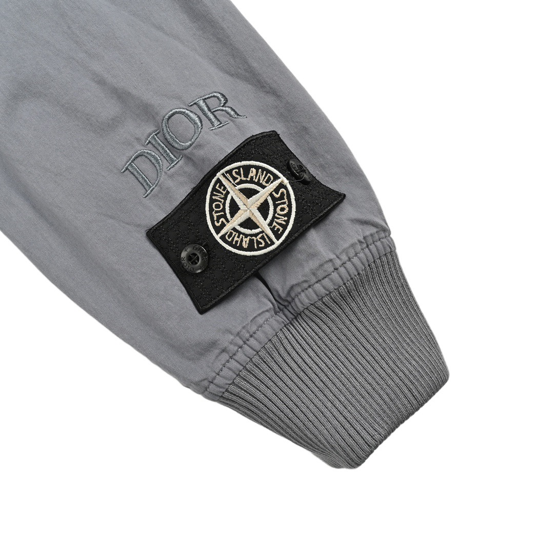 Dior & Stone Island 石头岛联名刺绣字母连帽风衣外套