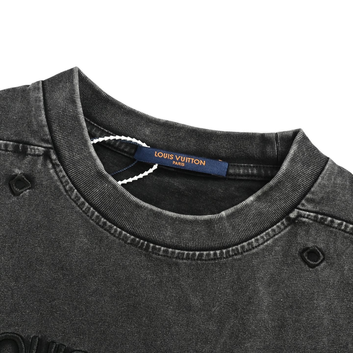 Louis Vuitton/路易威登 25ss 刺绣字母水洗做旧短袖