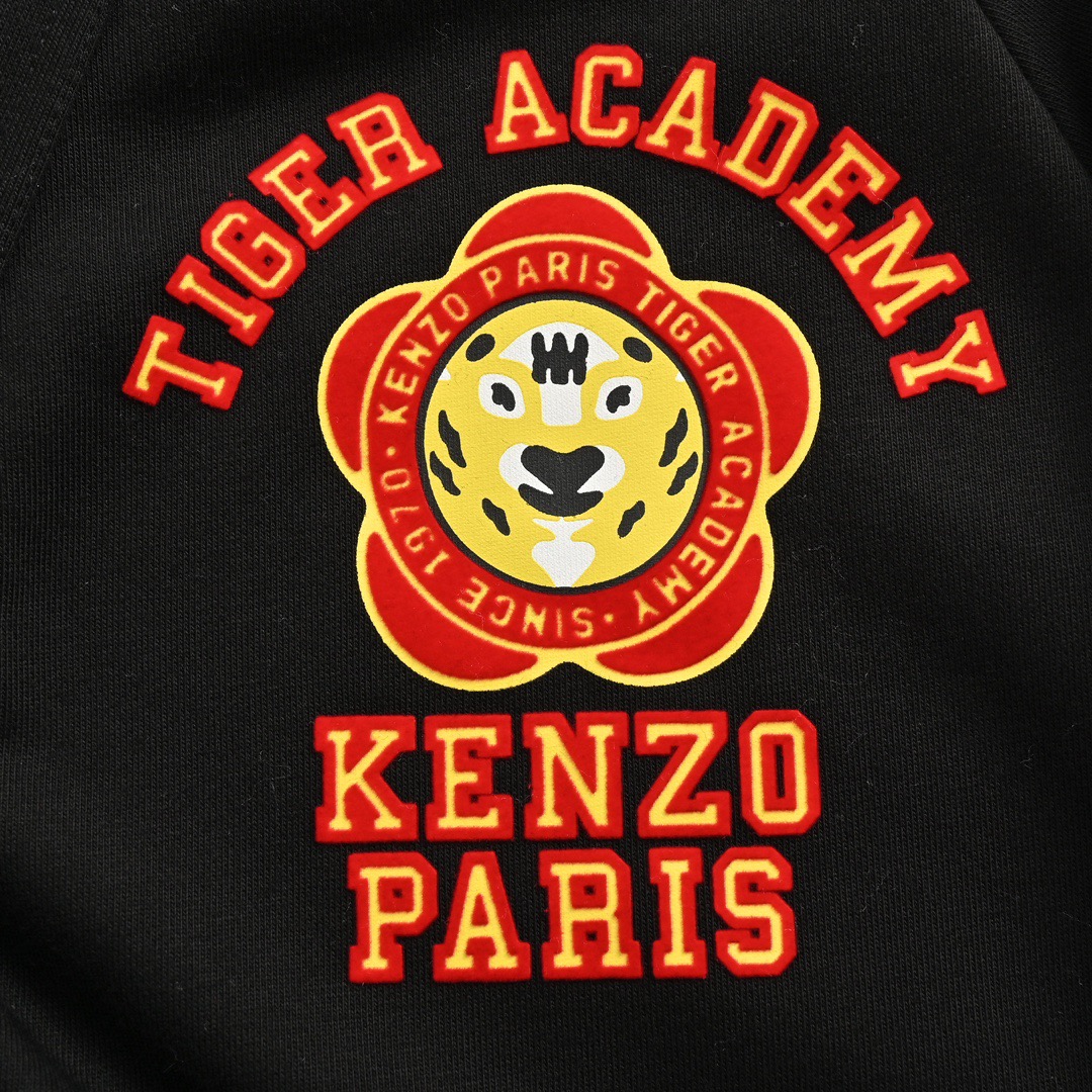 Kenzo/高田贤三 23Fw 老虎花朵植绒图案卫衣开衫